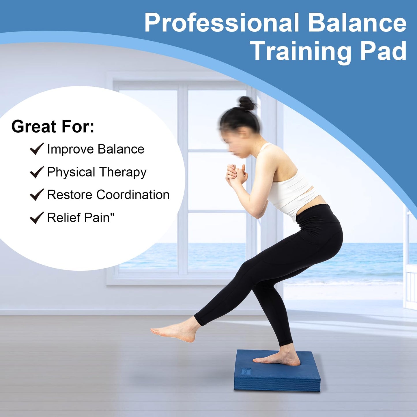 StrongTek 2-Pack Extra Wide Balance Pads, 19" x 15.8" x 2.4" High-Density TPE Foam for Physical Therapy & Exercise, Non-Slip, Water-Resistant, Stability & Core Strength Training