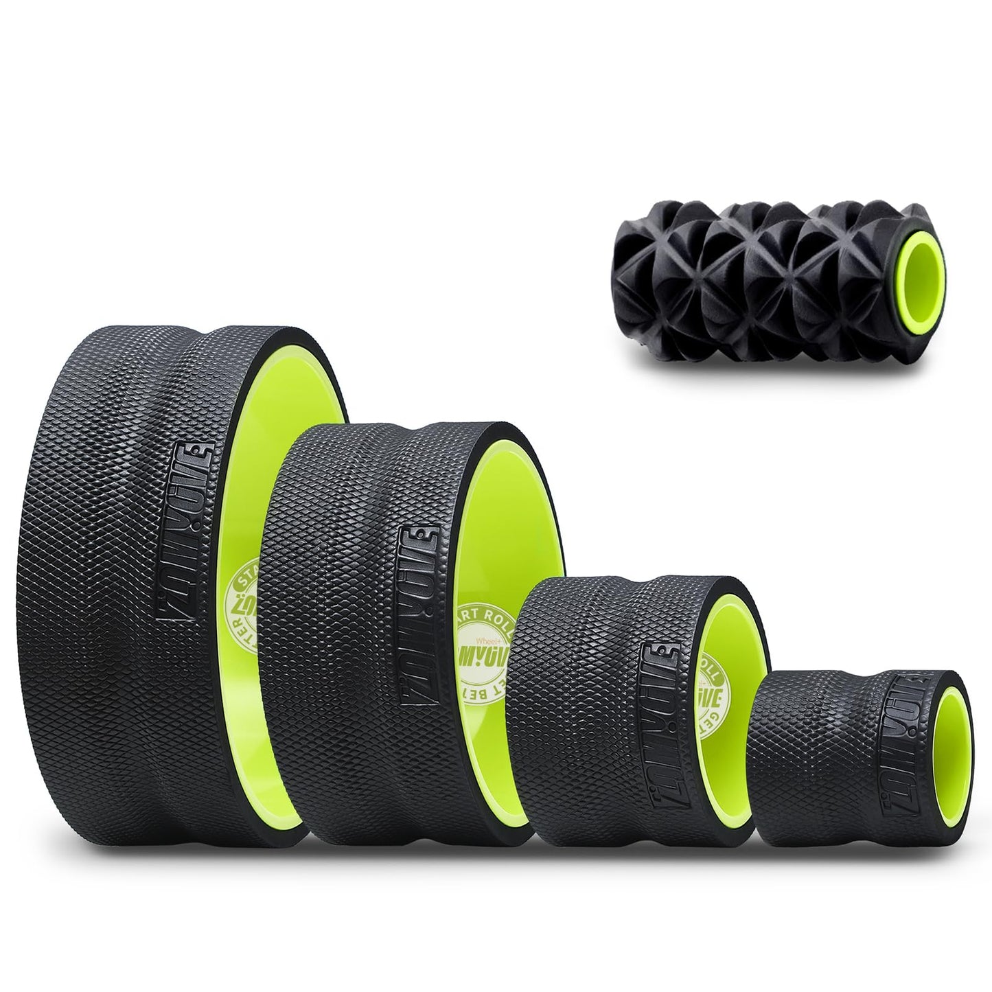 Back Roller Wheel - 5 Pack Yoga Foam Roller for Physical Therapy & Back Stretcher, Deep Tissue Massage for Pain Relief & Stretching | Green.