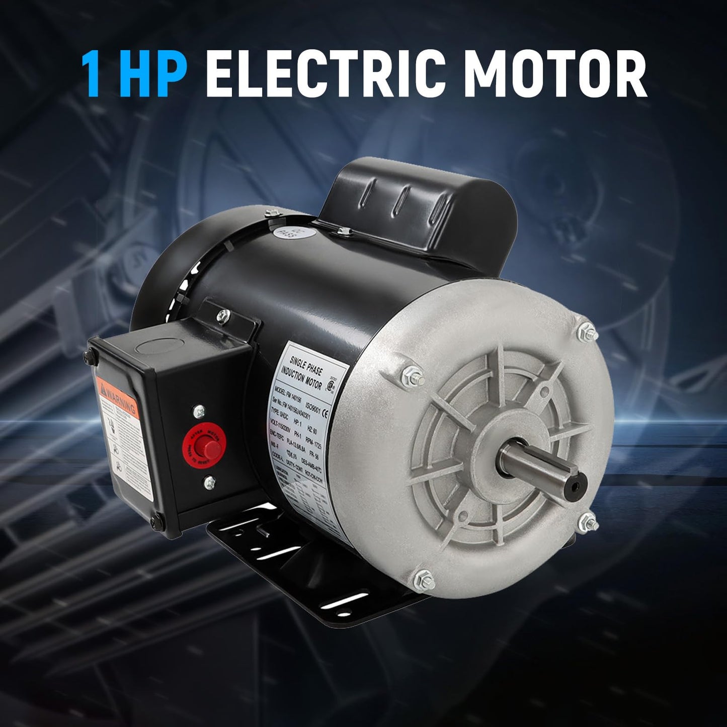 mitoharet 1 HP Electric Motor 1725RPM 115V/230V 13.6/6.8A 56 Frame CW/CCW for Agricultural Equipment Farm Duty Single Phase Motor