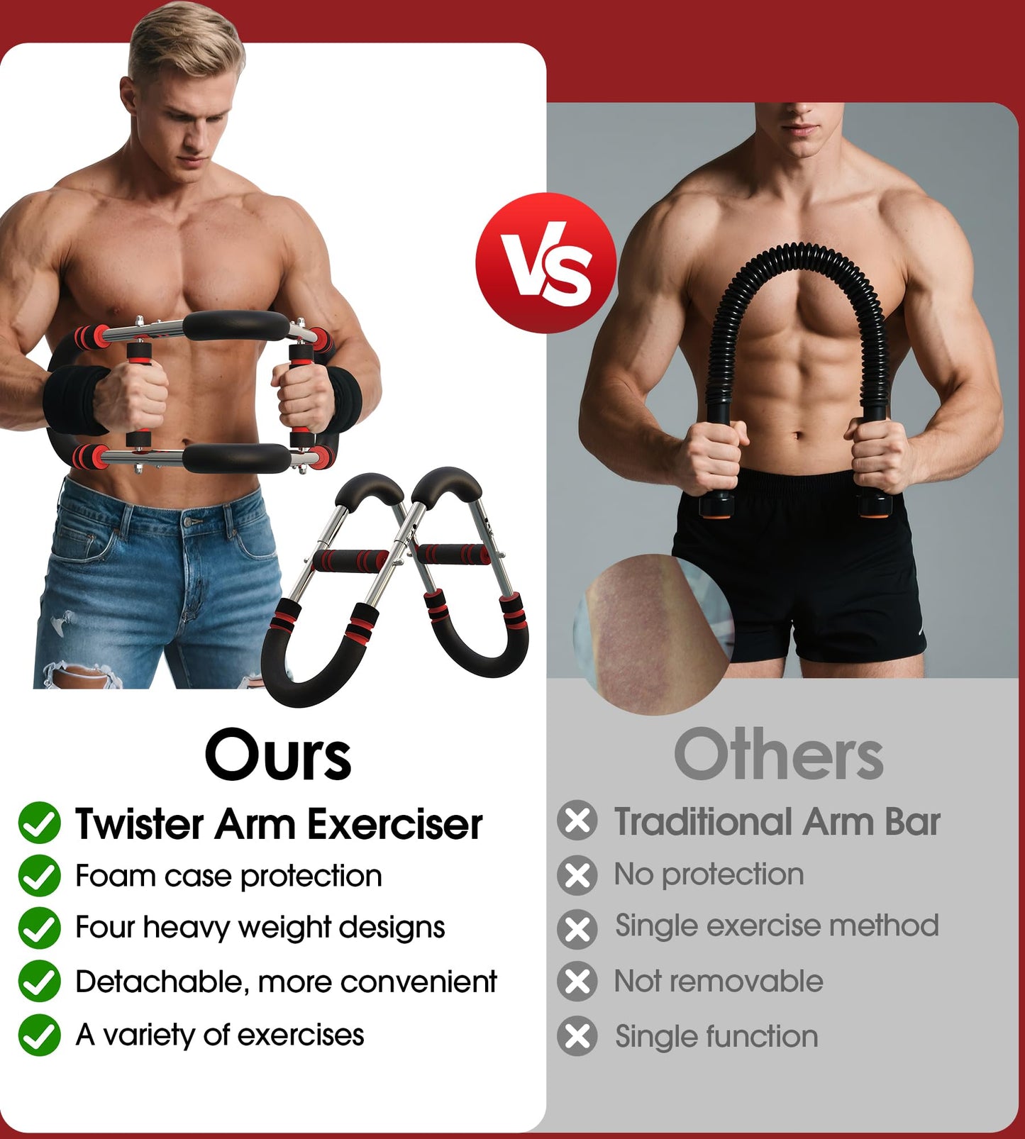 CIRQUISTA Twister Arm Trainer for Men, Adjustable 50-130Lbs Chest Workout Equipment, Arm Trainer, Twister Arm Trainer Portable Shoulder Strength Exerciser Machine for Fitness People