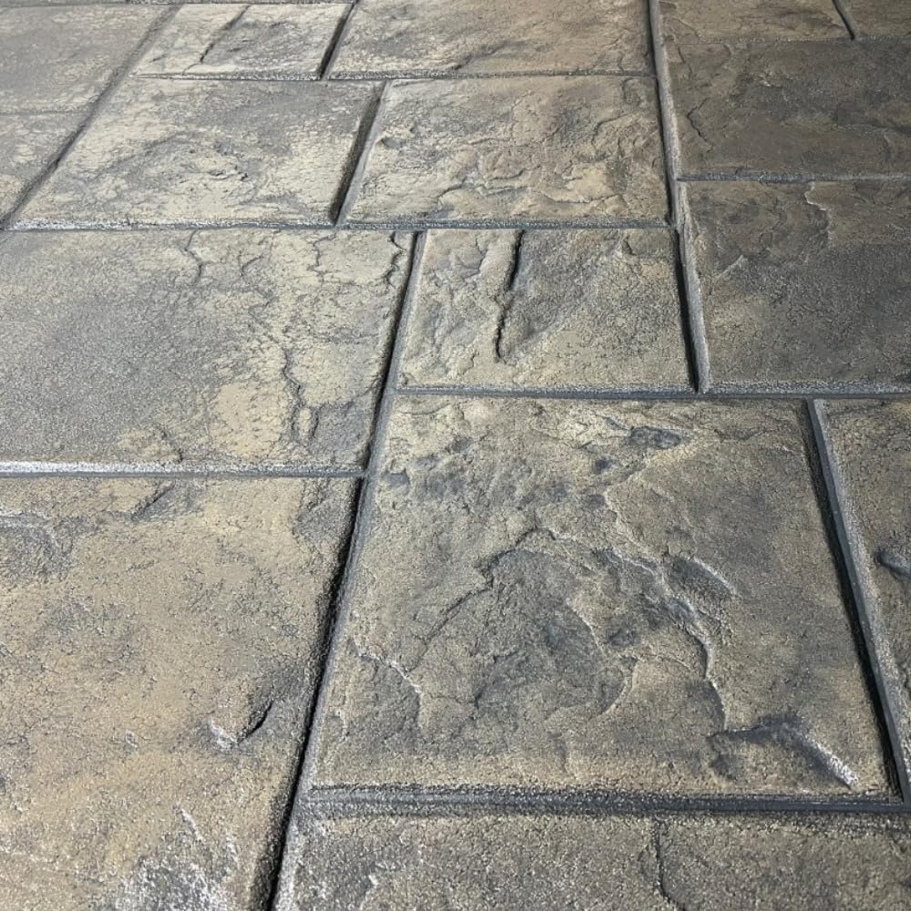 Ashlar Slate Stone Concrete Stamps Mats Set of 5 - Made in USA 24" x24” - Durable Polyurethane, Flexible & Rigid Forms for Driveways and Patios – (SM 3001/S-5)