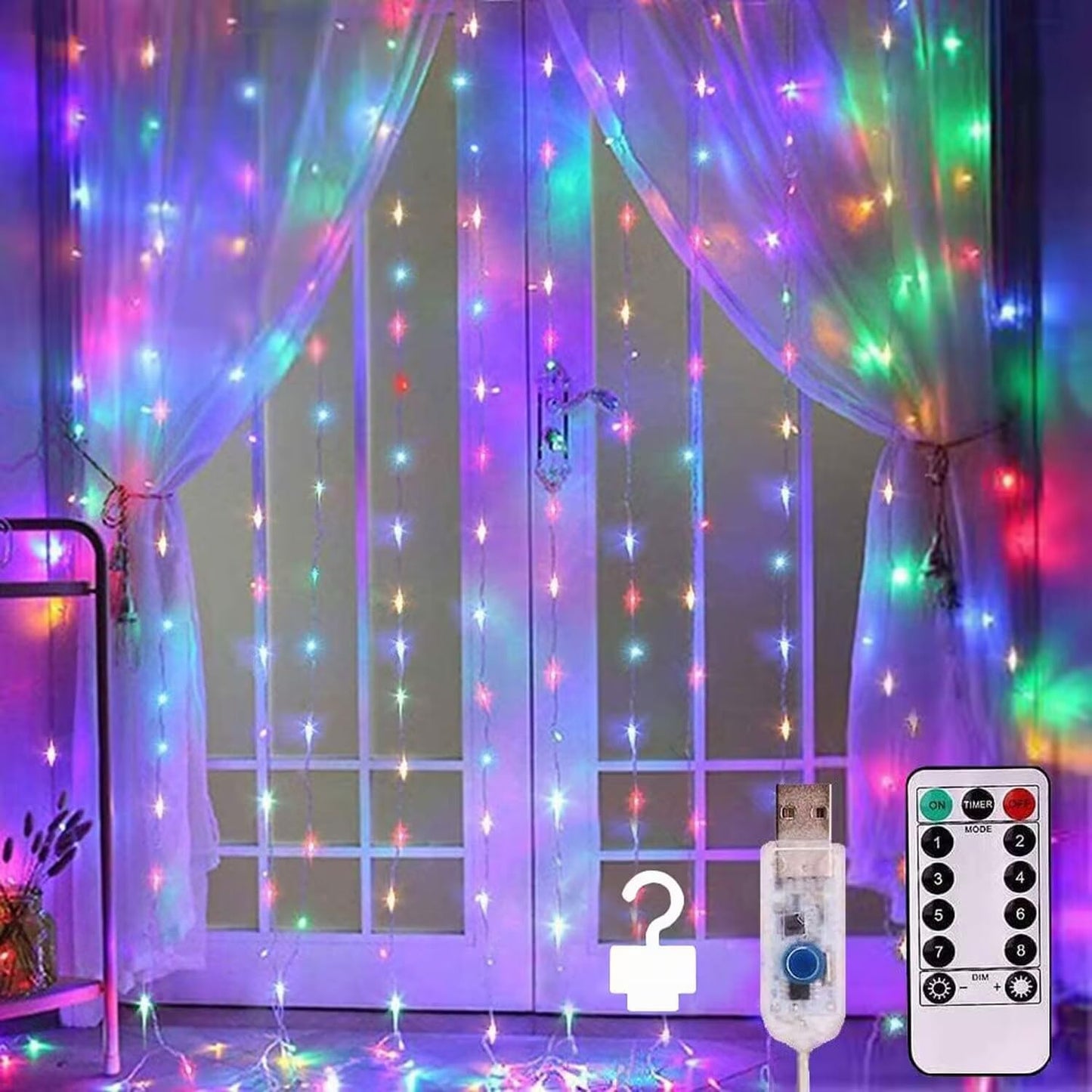 Skiennix Curtain Lights - 300 LED Twinkle String Lights for Bedroom & Wedding Decor | 9.8x9.8 Ft with Remote Control