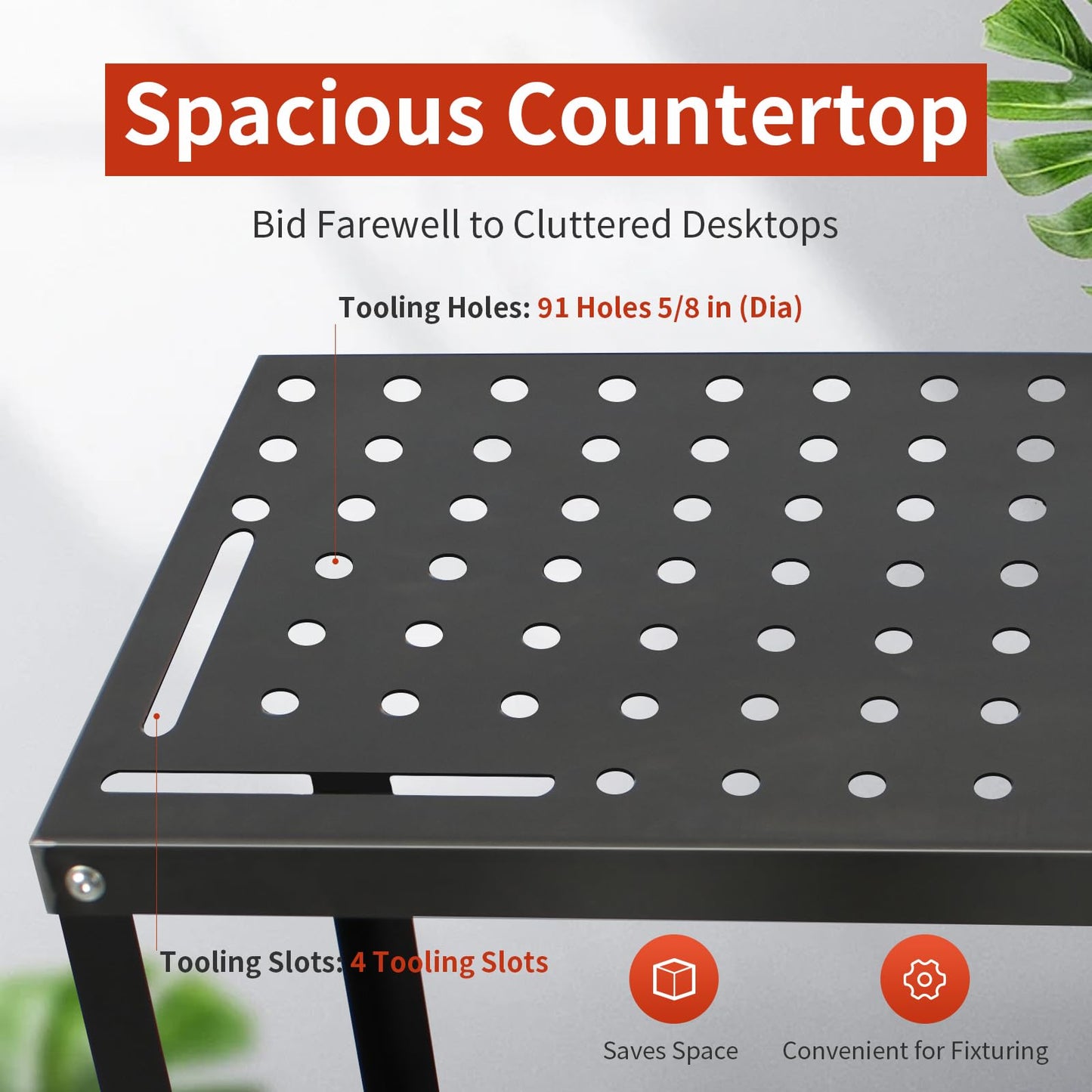 Welding Table Welding Cart 36”×18”, 1200lbs Load Capacity Industrial Workbench with 5/8" Holes Fixture Table with Wheels