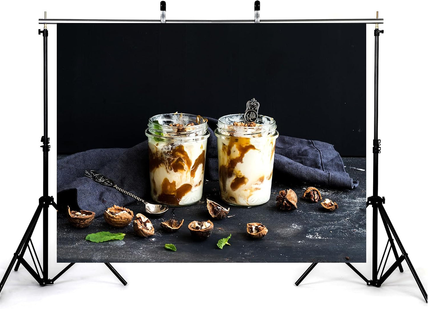 KeyWork 9x9ft Yogurt Parfait Backdrop Walnut and Caramel Dessert Photography Background for Brunch Party Sweet Event