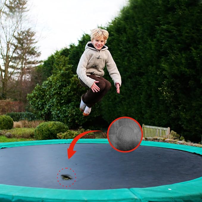 Self-Adhesive Trampoline Patch Repair Kit, 2 Round+2 Square Patches, Trampoline Accessories for Repairing Tears or Holes in Trampoline Mats