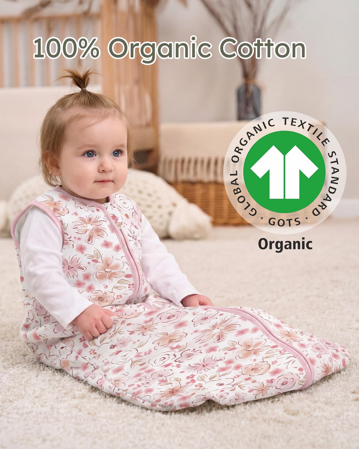 Yoofoss Baby Sleep Sack - 1.5 Tog Wearable Blanket for 12-18 Months | 100% Organic Cotton, Soft & Warm