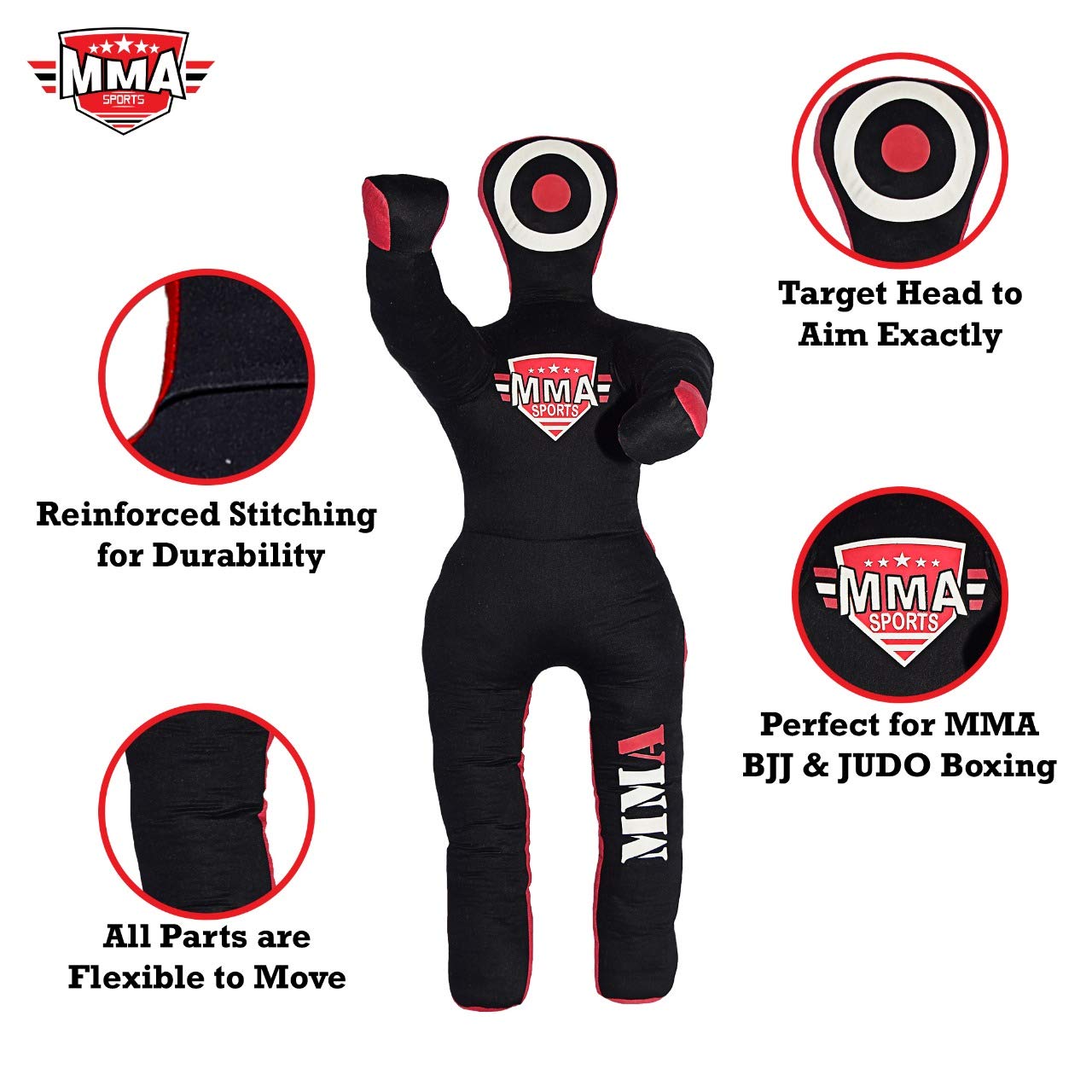 MMA Doctor Bane MMA Brazilian Grappling Submission Dummy Wrestling BJJ Judo Karate Punching Bag Standing Position - 4 FEET -UNFILLED