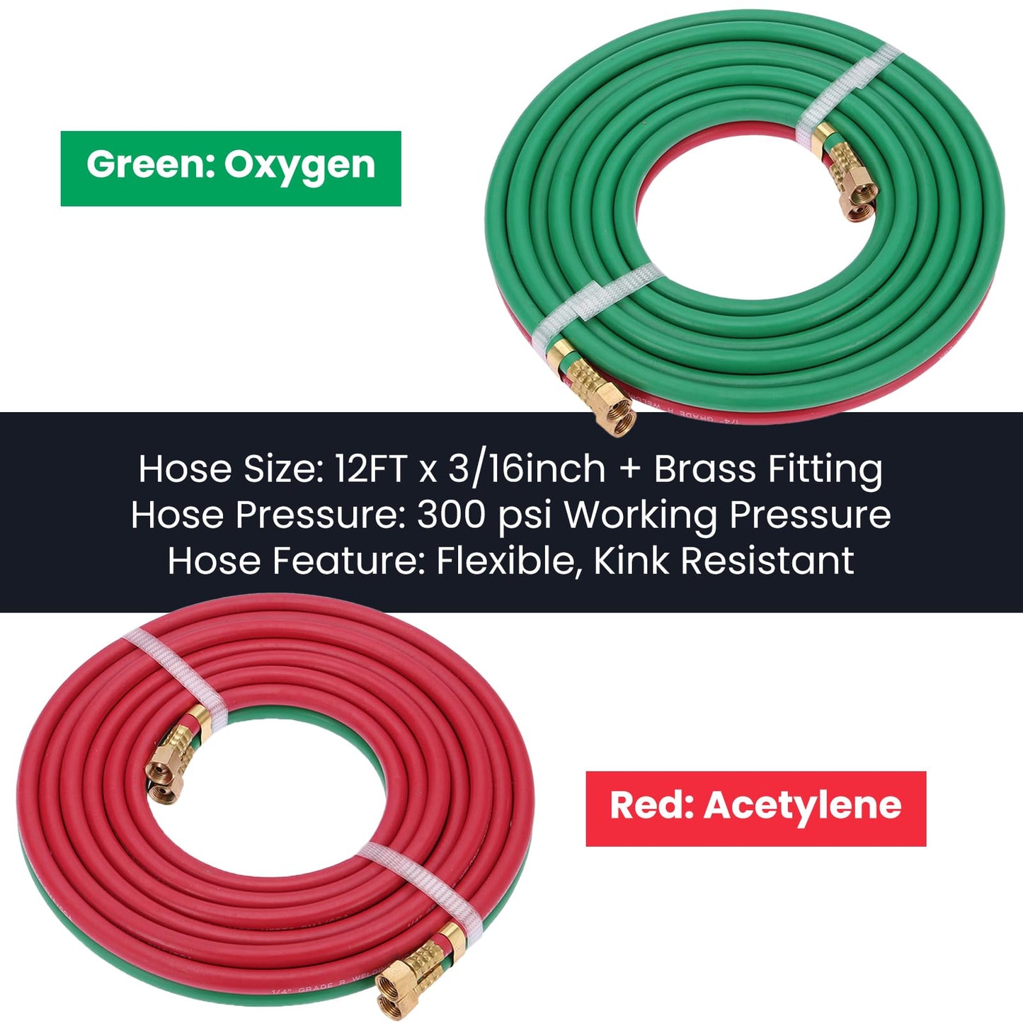 curfair Oxy Acetylene Torch Kit, Torch Set with Cutting Torches, Oxygen Acetylene Cutting Brazing Welding Torch Kit with Oxy Acetylene Tanks, Regulators & Hoses A
