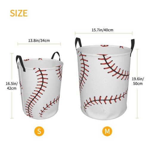 Foruidea Stylish Baseball Stitches Laces Print Laundry Basket,Laundry Hamper,Collapsible Storage Bin, Oxford Fabric Clothes Baskets,Nursery Hamper For Home,Office,Dorm,Gift Basket