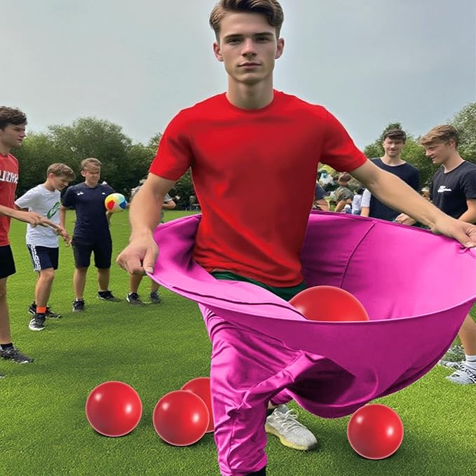 Granny Pants Yard Game Set - Giant Outdoor Party Game with 8 Bouncy Balls and Pump，Fun Family Reunion & Adult Yard Games for Groups (red)
