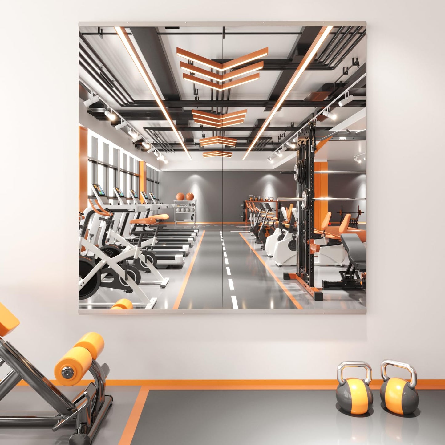 Peegel Home Gym Mirror - 48''x24''(2PCS) Large Frameless Tempered Glass Workout Mirrors for Home Gym Wall,Yoga,Garage,Dance