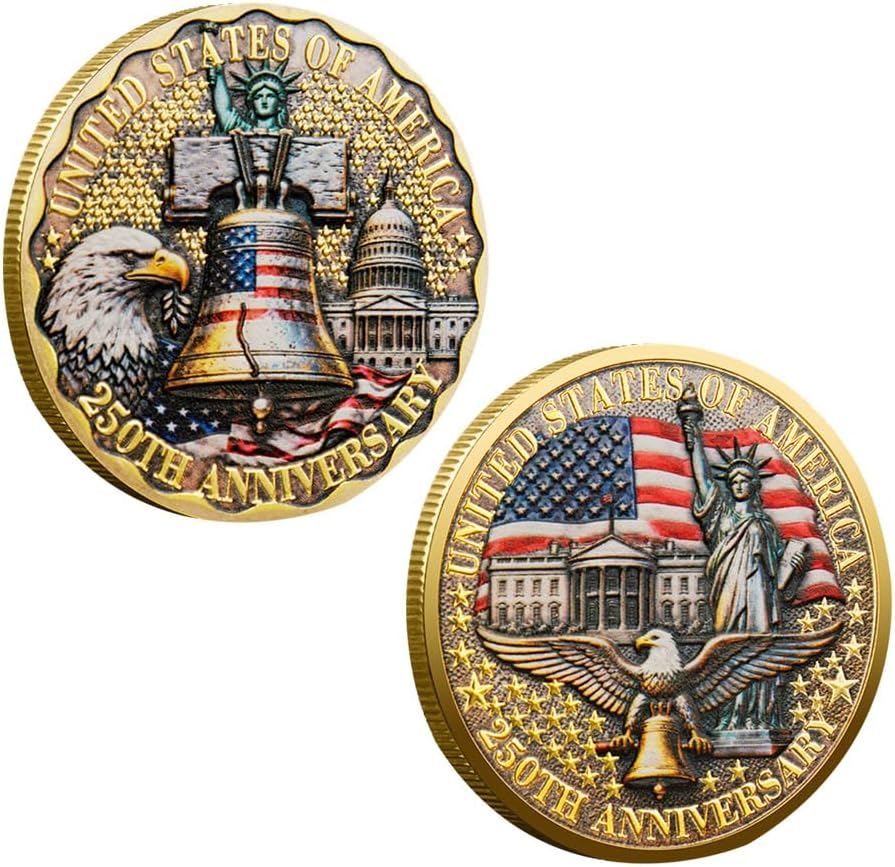 U.S. 250th Anniversary Commemorative Challenge Coin - Double-Sided High Relief Military Collectible for Veterans (1776-2026)