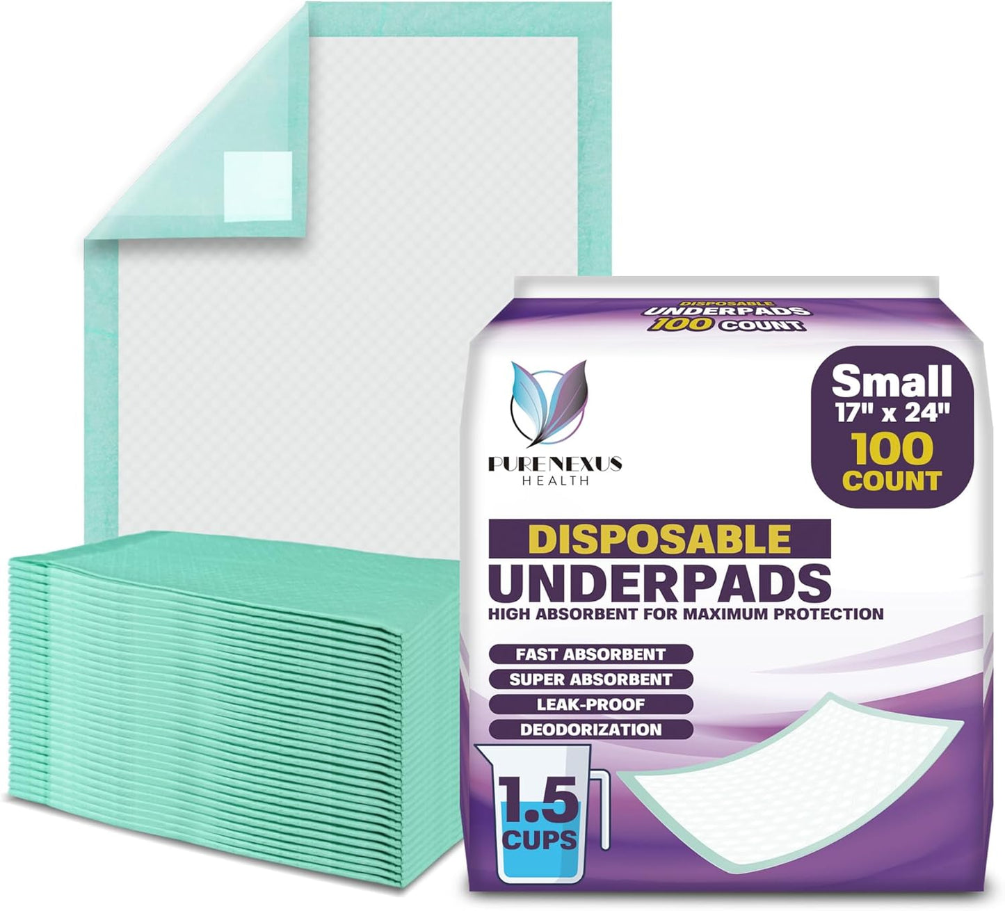 Regine Switzerland Disposable Bed Pads - Super Absorbent & Waterproof | 17 x 24 Inches (100 Count)