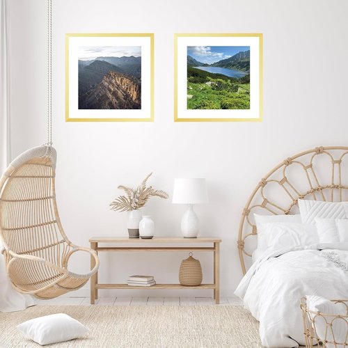 JCJMY 22x22 Gold Picture Frame - Display 18x18 Photos with Mat or 22x22 Without Mat | Shatter-Resistant Plexiglass