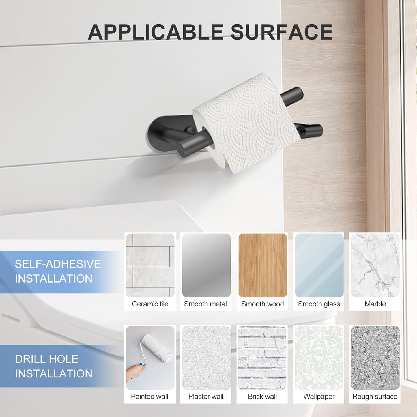SetSail Toilet Paper Holder - Matte Black Wall-Mount Stainless Steel Tissue Holder for Bathroom