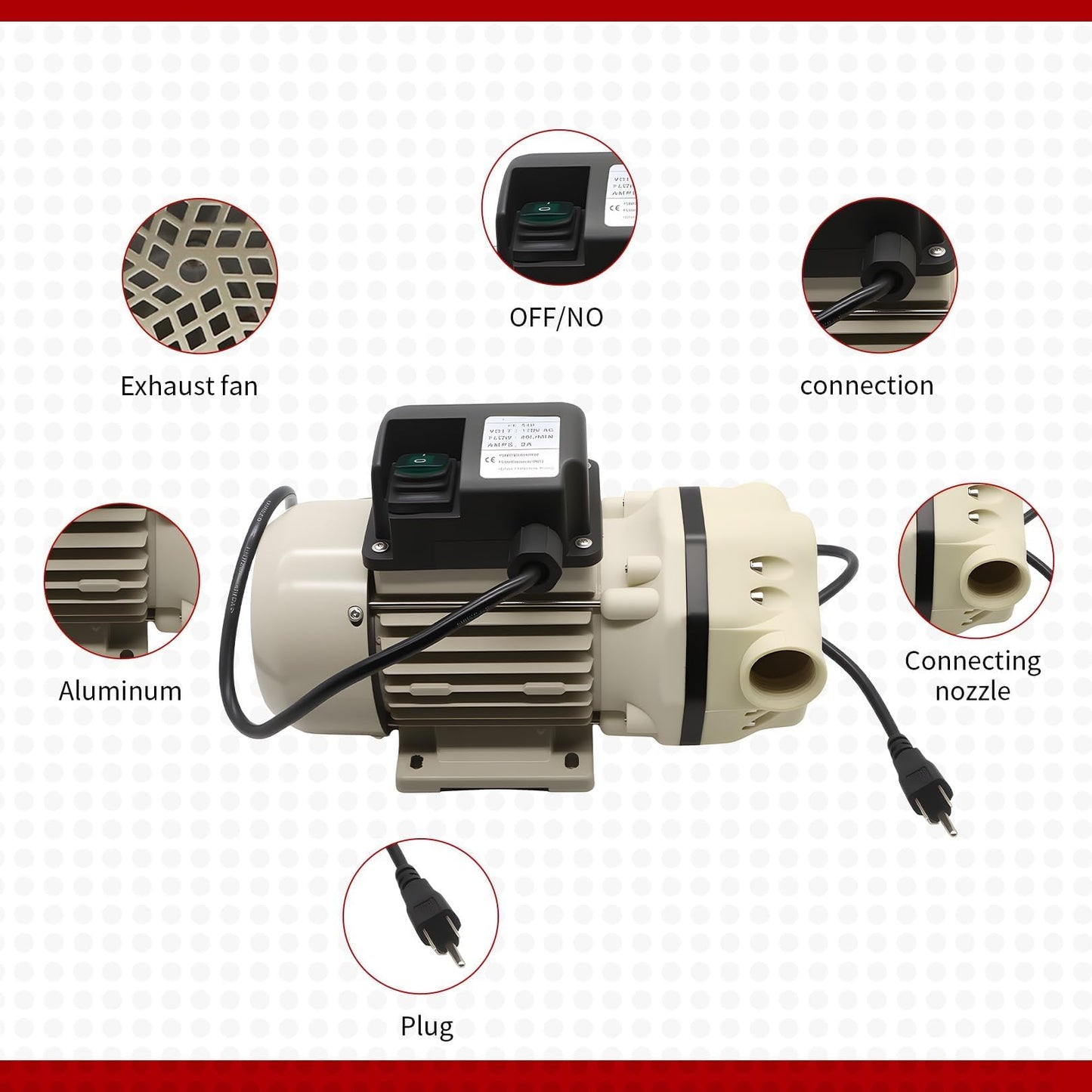 Nakkaa Diesel Fluid Transfer Pump Self-Priming Diaphragm DEF Pump 110-120V 400W 10.6 GPM 36ft Lift for Urea Oil Water Irrigation