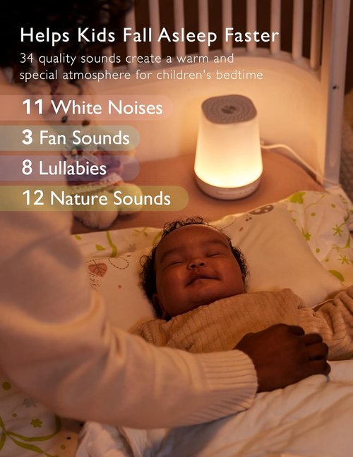 Momcozy Baby Sound Machine - White Noise Machine with Night Light & App Control | 34 Soothing Sounds, Blue