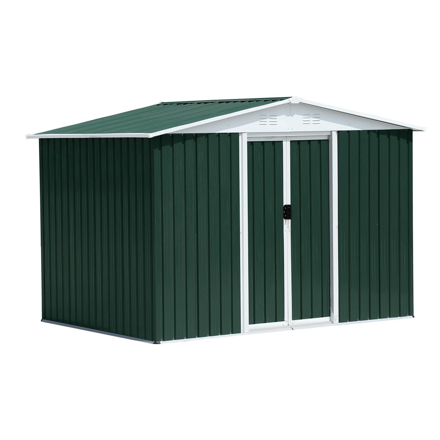 Ball & Cast 8x6 FT Outdoor Storage Shed, Garden Metal Sheds with Punched Vents and Sliding Door, Clearance Tool House with Aluminum Frames and Sloped Roof for Backyard Patio,Green