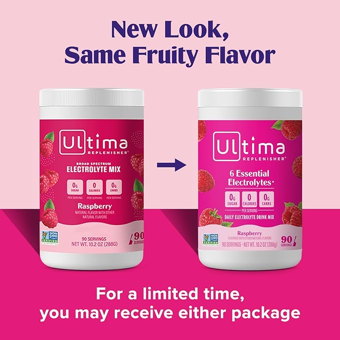 Ultima Replenisher Daily Electrolyte Powder Drink Mix ??Sugar Free ??Raspberry, 90 Servings ??Hydration Powder with 6 Key Electrolytes and Trace Minerals ??Keto Friendly, Vegan, Non-GMO