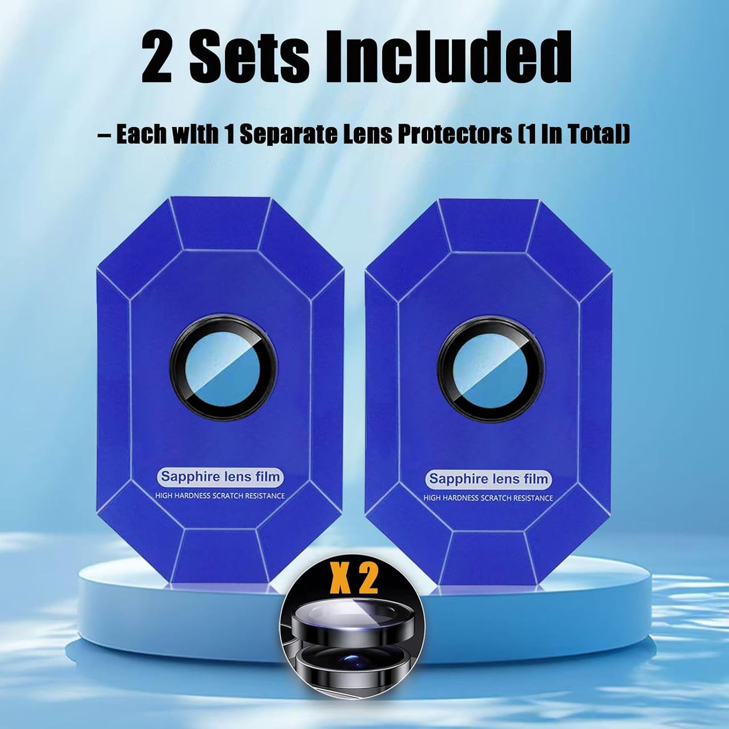 AFENGBOX 2 Pack 17 Air,9H 17Air Camera Lens Protector for iPhone Tempered Glass Scratch Resistant Metal Ring Camera