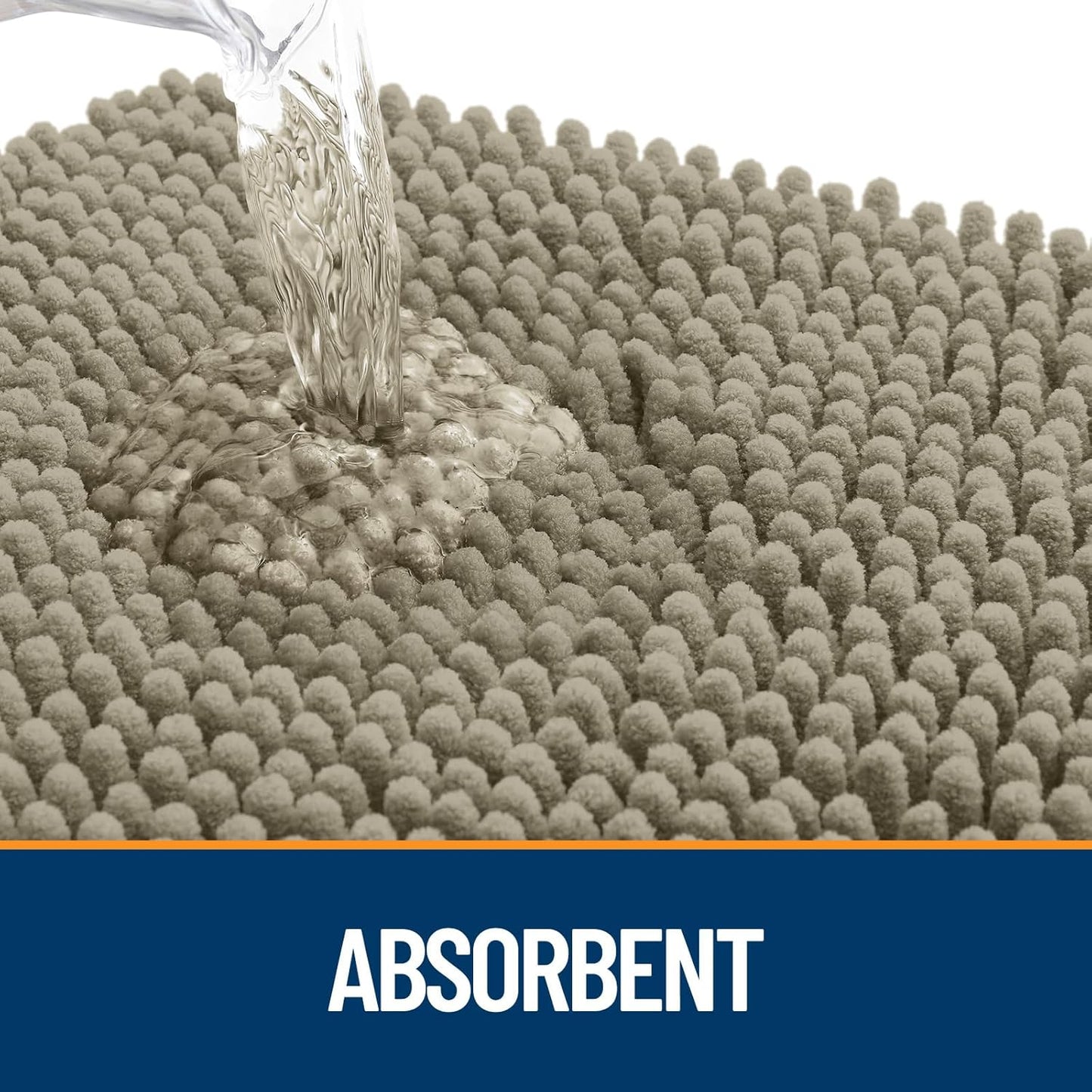 OLANLY Dog Door Mat - Absorbent Non-Slip Chenille Mat for Muddy Paws | 47x24 Inches, Warm Taupe