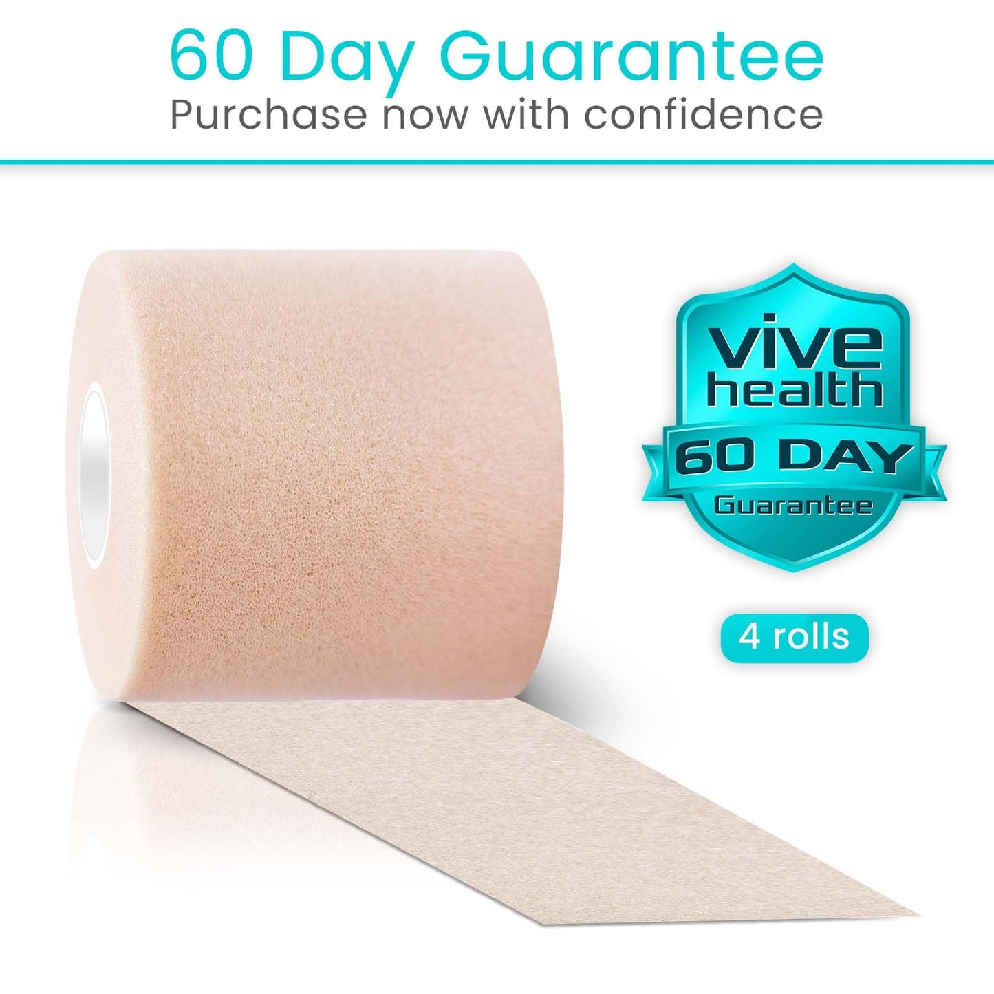 Vive Pre Wrap Athletic Tape (4 Pack - 2.75" Wide) - Prewrap Sports Strips (120 Yards) for Hair, Soccer, Injuries, Ankles, Football, Wrists, Lacrosse, Boxing, Baseball - Breathable, Non-Adhesive