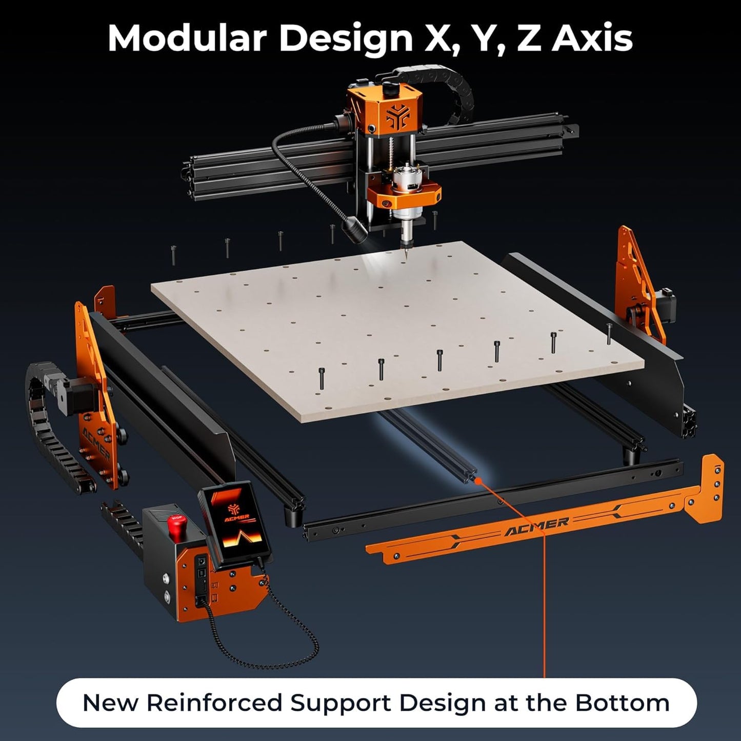CNC Router Machine,ACMER Ascarva 4S CNC Milling Machine,70W 24V Spindle Power,15.7” x 15.7” x 3.7”,120W Whole Machine Power for Wood Plastic Acrylic MDF Carving Cutting