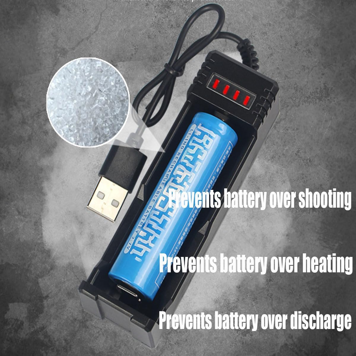 YOWPEY 1-Bay 18650 3.7V 10440 14500 16340 16650 14650 13350 18500 18650 Adjustable Battery Charger with USB Smart