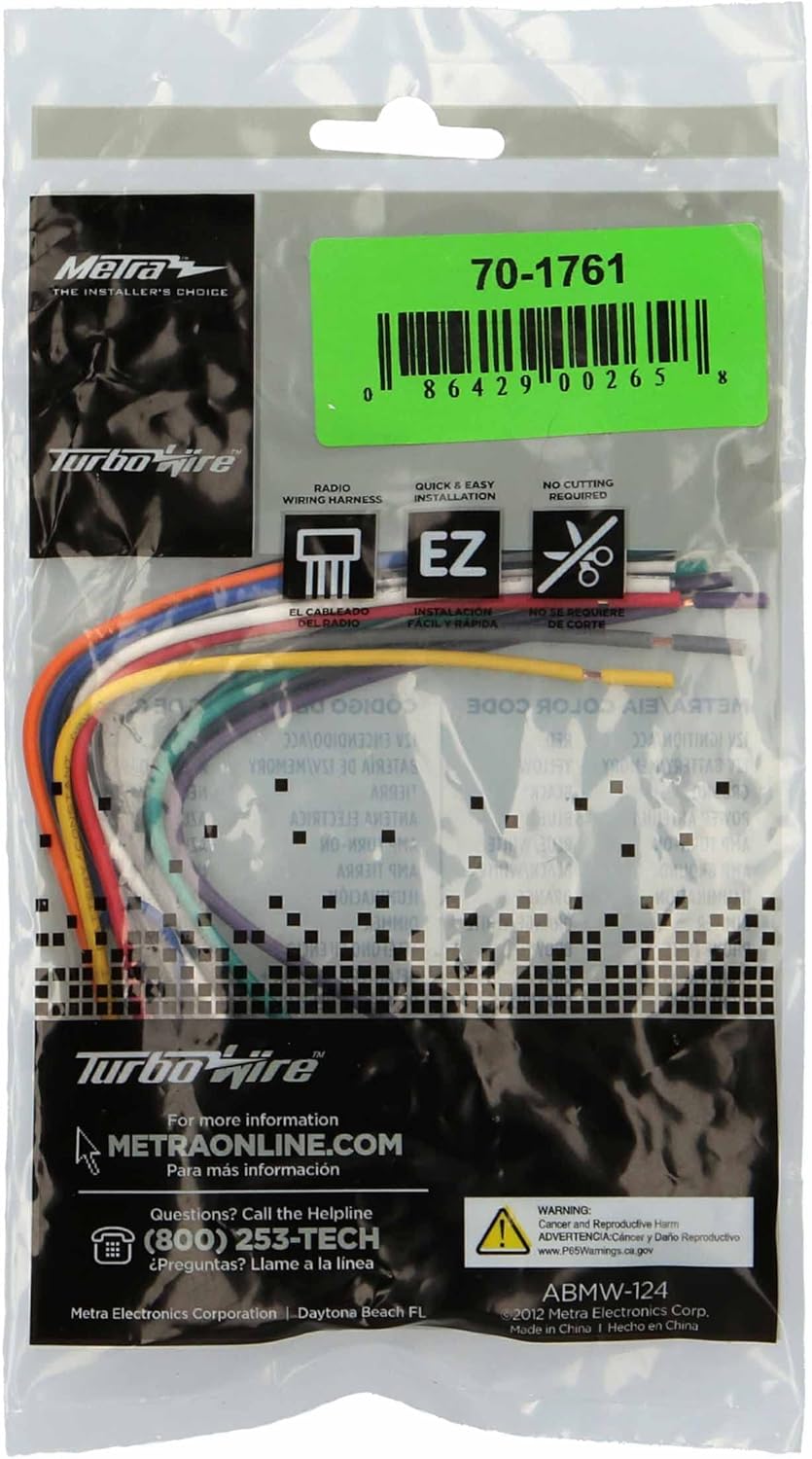 Metra 70-1761 1987-UP 4 (Packaging Radio Wiring Harness Fits Select Toyota Vehicles Power + Speaker May Vary)
