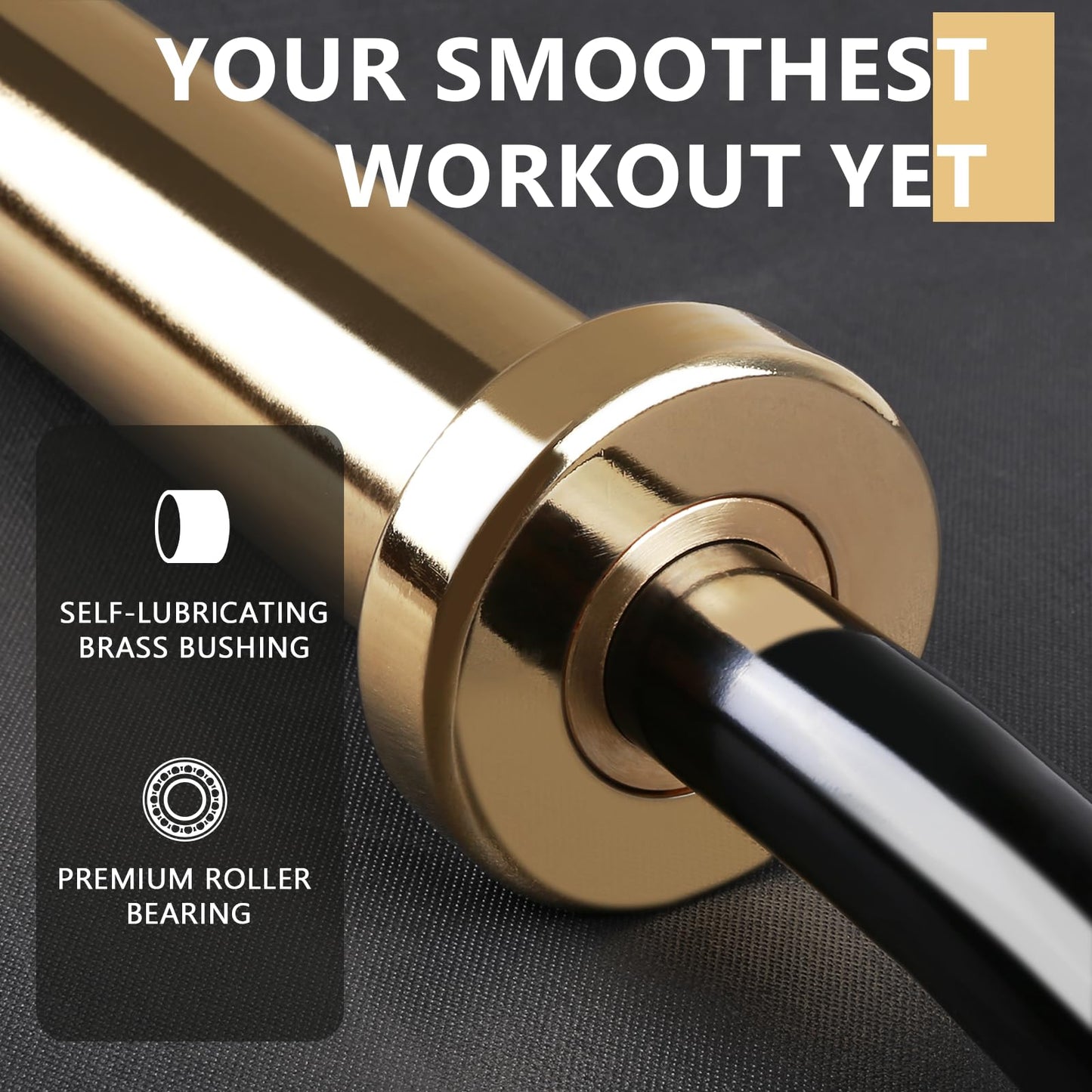 LIONSCOOL EZ Curl Bar (Golden Titanium Coated Sleeves & Black E-coated Shaft, 700LBS, 28MM)