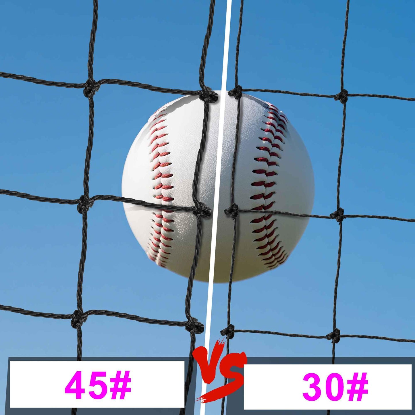 Heavy Duty Baseball Batting Cage Nets,ONLY NET,45#Baseball and Softball Cage Netting,35'/55' Fits Backyard or Team Training
