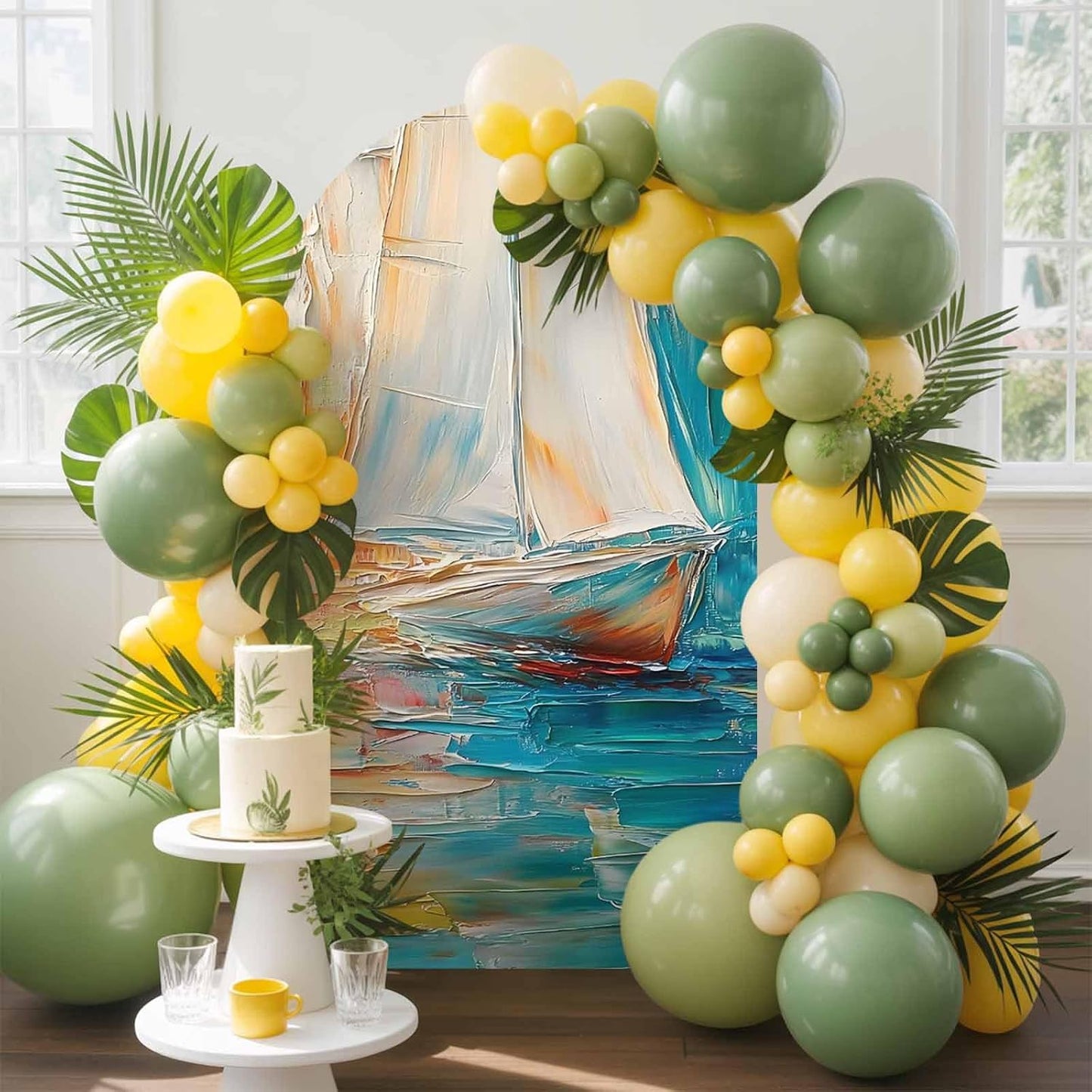 Jnbasdffb 6.6 Colorful Ship Wedding Arch Cover,Stretchy Spandex Arch Backdrop Stand Covers FT,Modern Abstract Art Ombre
