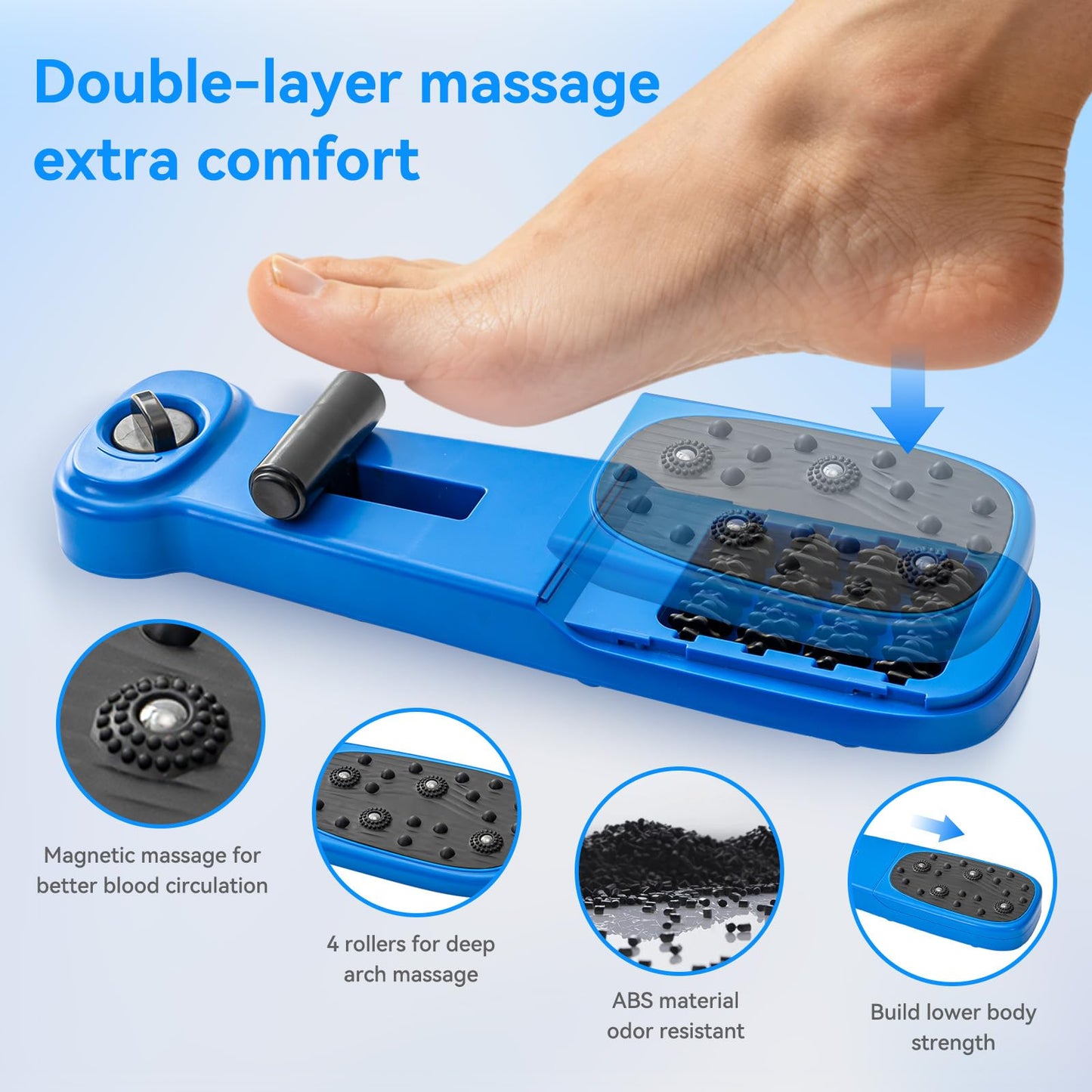 Foot Arch Trainer & Flat Foot Corrector - Adjustable Resistance Exerciser with Magnetic Massage Roller for Plantar Fasciitis, Ballet & Rehab