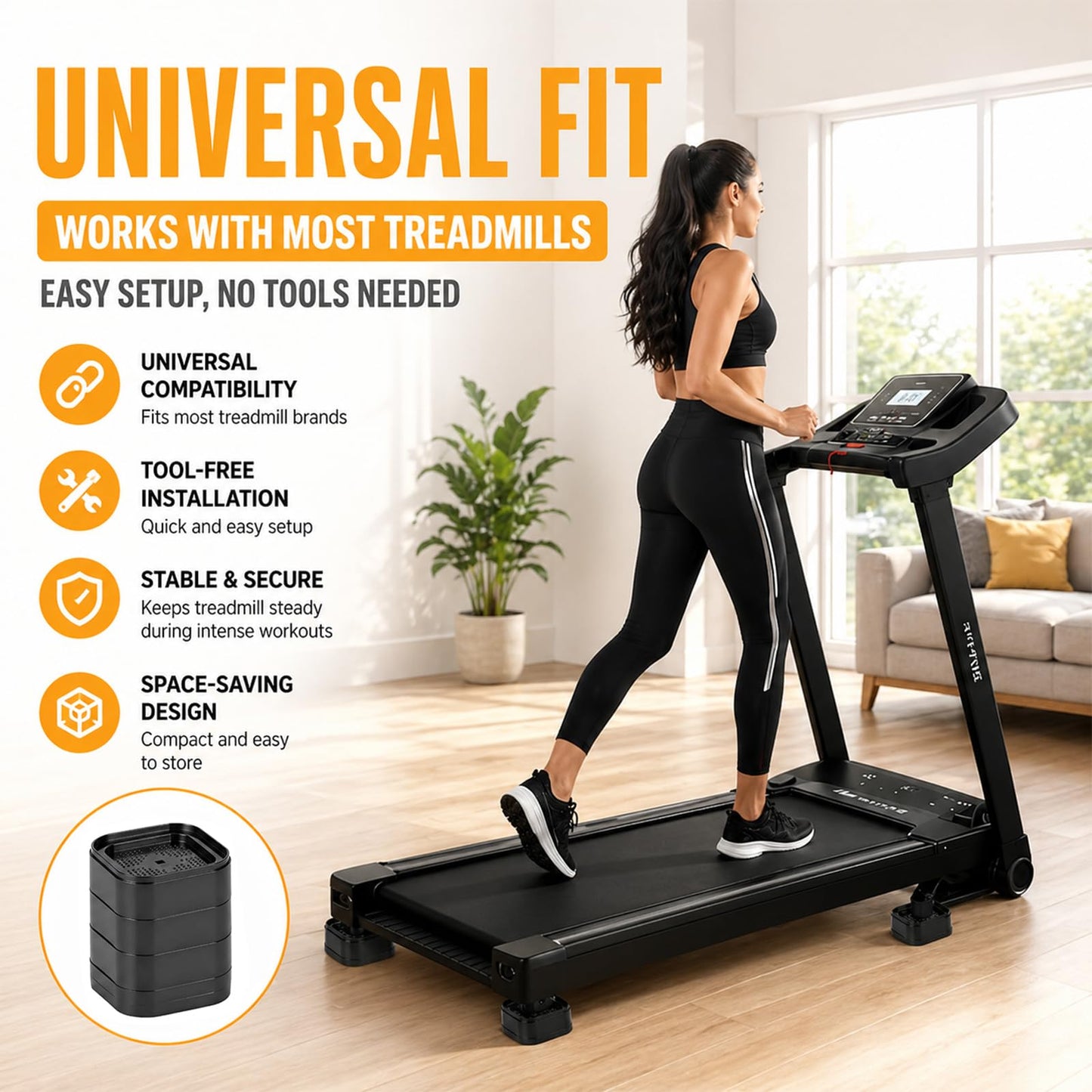 4-Pack Stackable Treadmill Incline Riser Blocks, Protect Floors,Non Slip, Protect Floors,Anti Vibration,Adjustable Height Block for Leveling and Uphill Workout for Home and Gym