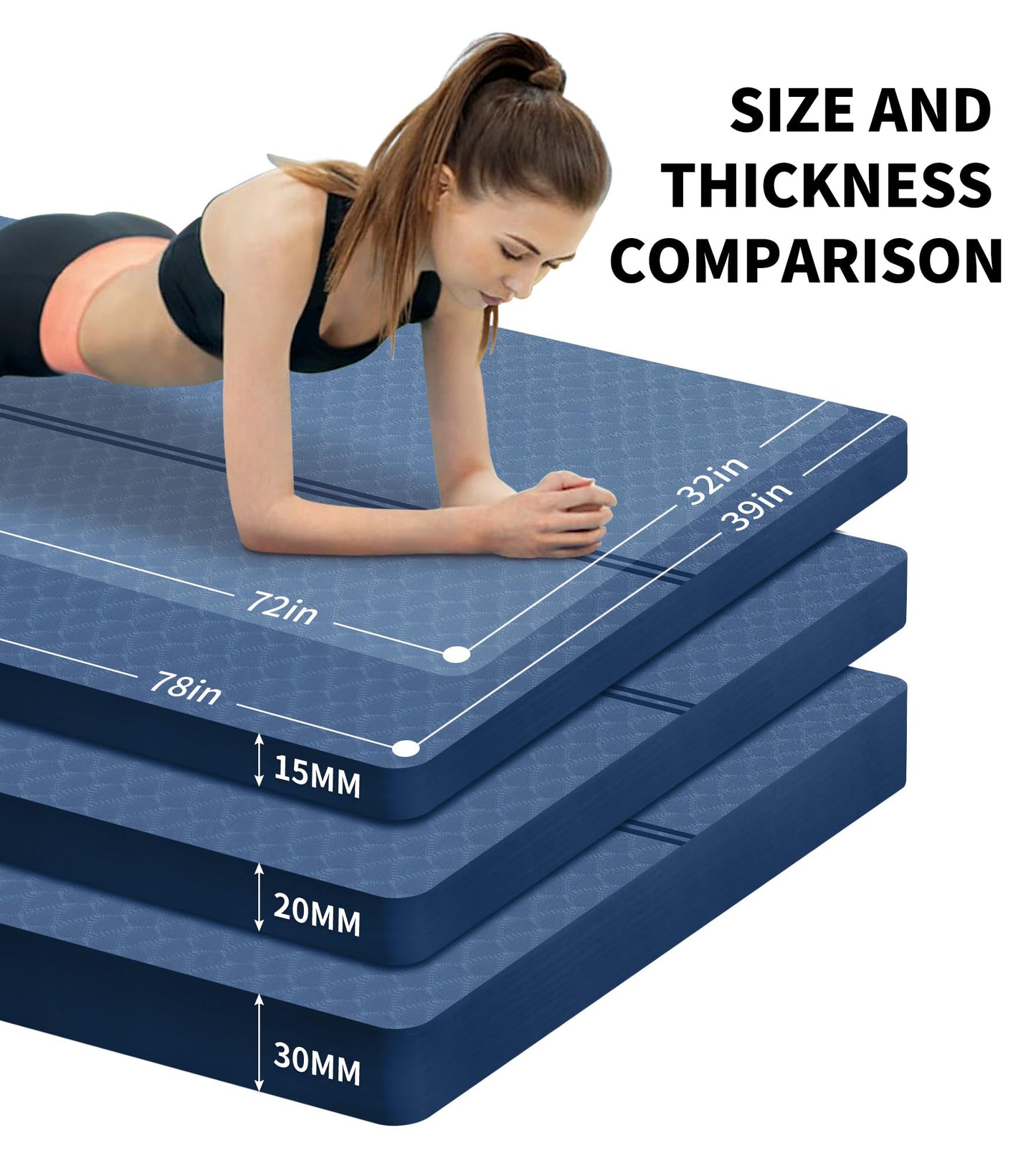 nuveti Large Exercise Mat - 15mm/20mm/30mm Thick Yoga Mat | Workout Mat for Fitness, Yoga, Pilates, Stretching & Floor Exercises for Women & Men with Free Carrying Bag