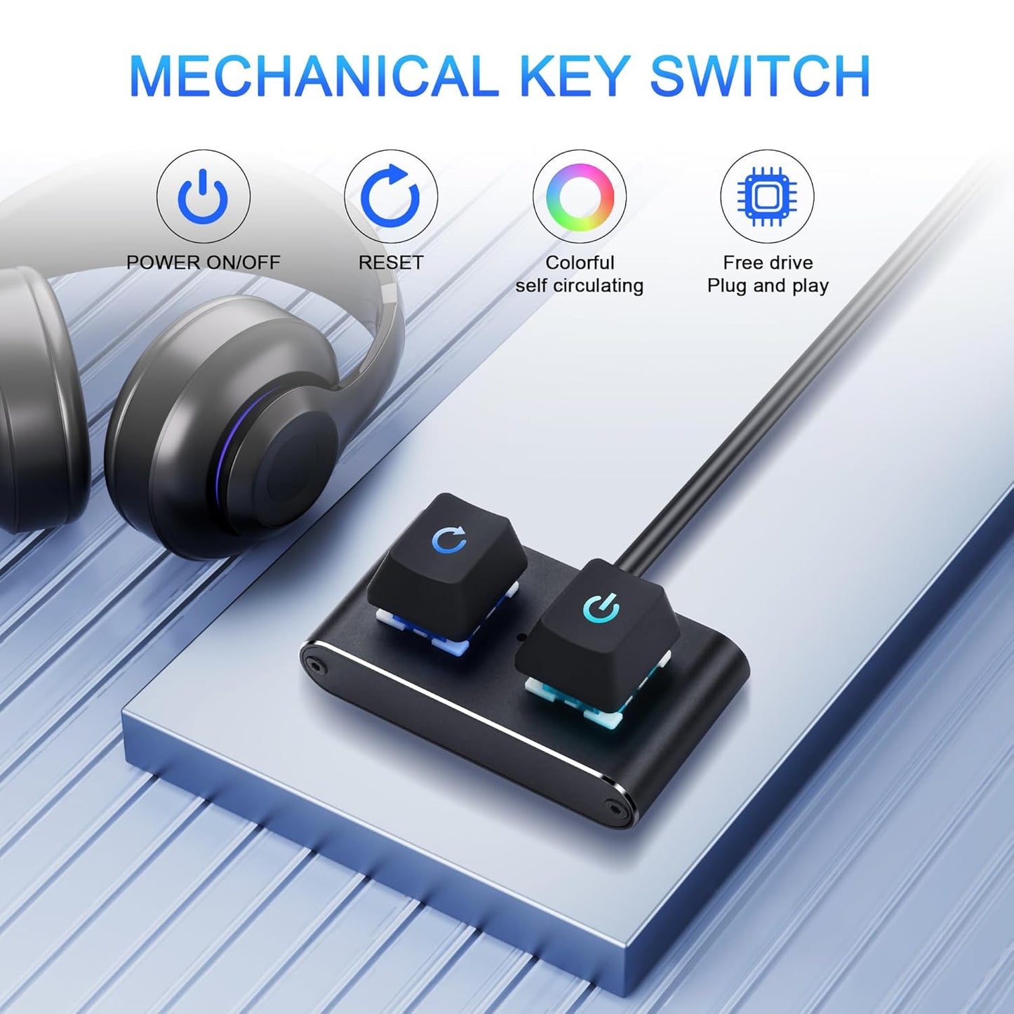 2M/6.5FT (Power/Reset), SinLoon Case Accessories External PC/ATX Switch with RGB LED & HDD Activity Light - Desktop