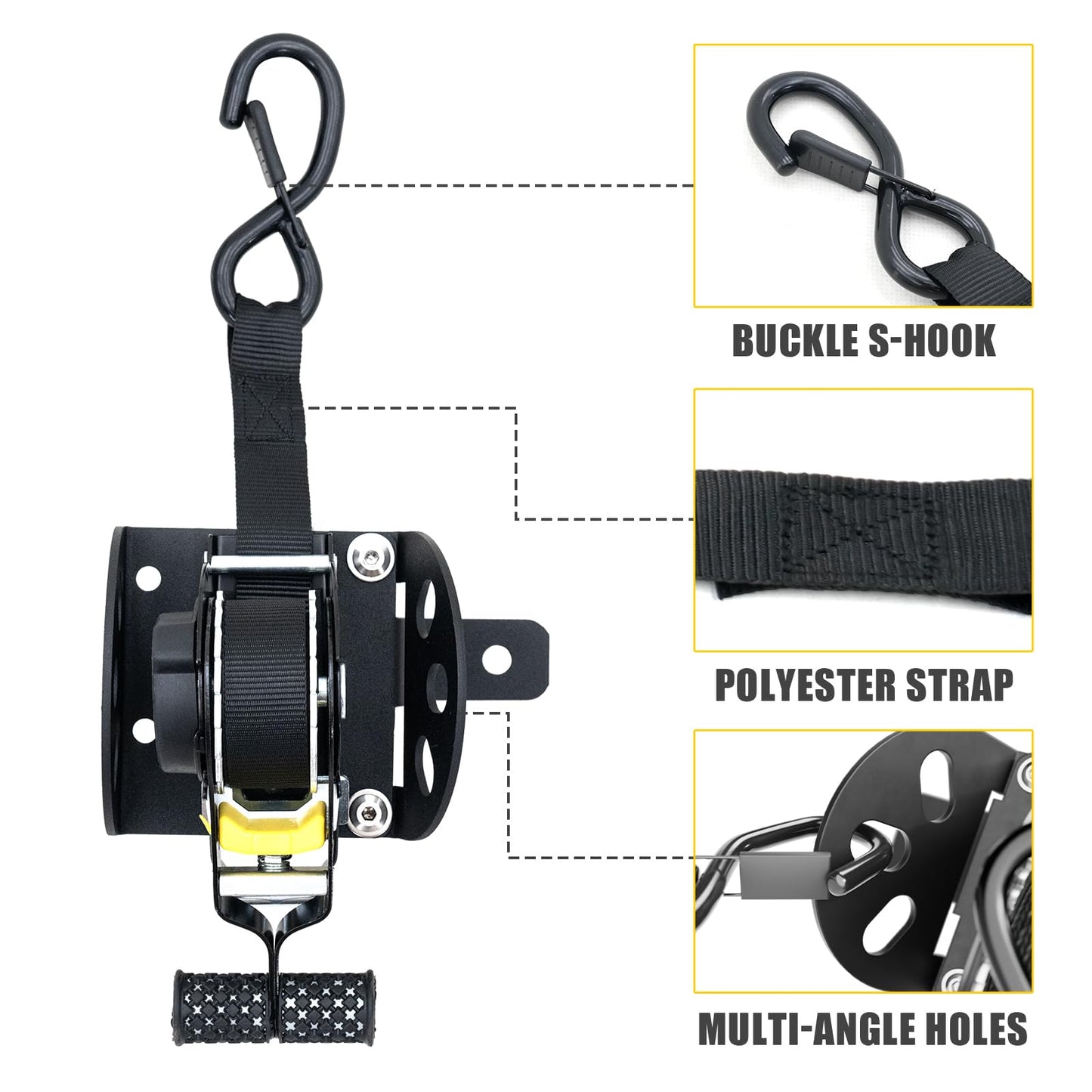 Maxzina Retractable Ratchet Straps Bundle with 2022-2026 Ford Maverick Side Bed Molle Panel Truck Bed Panel Rear Storage Organizer Replacement for 2025 Ford Maverick Accessories