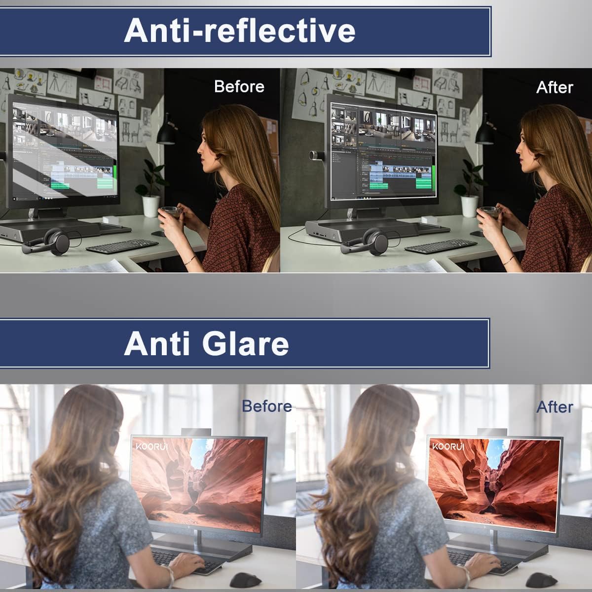2 Pack 24" 24" 16:9 (20.9" 11.8" Anti Glare Matte Screen Protector