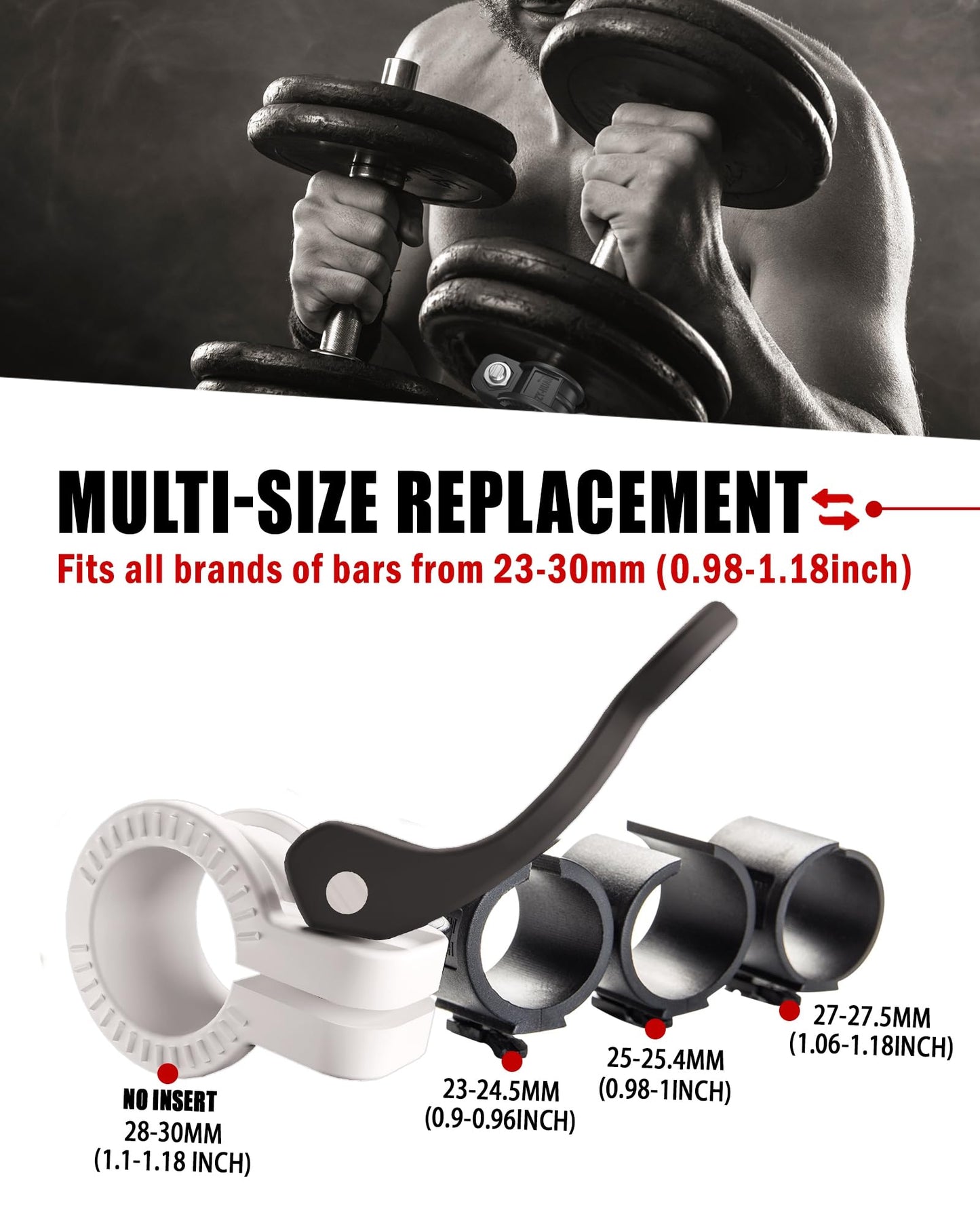ZY-HUAN mini Barbell Clips 1 inch I Multi-Size Adjustable Barbell Collar I 1 inch Barbell ClampsIQuick Release Weight Clips Pair of Locking for Dumbbell Bar (Black+White)