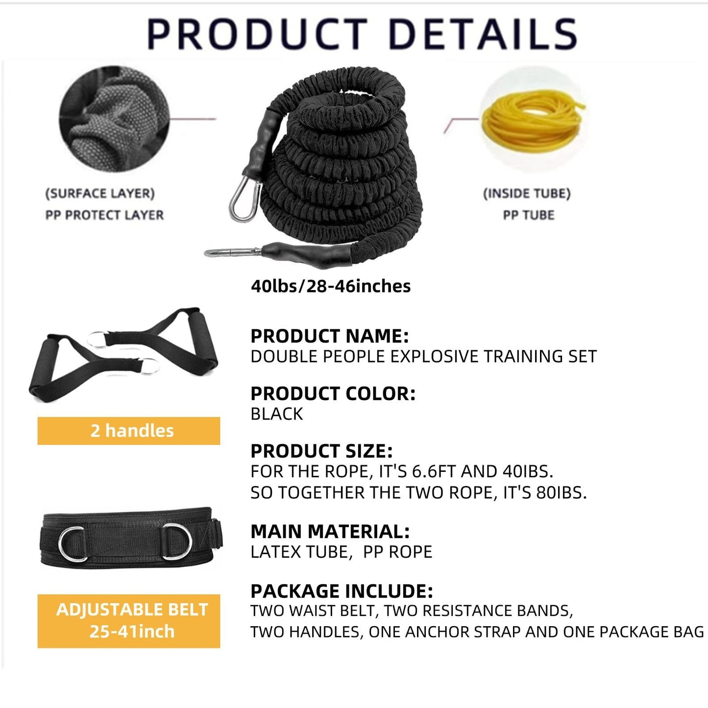 OYINDIZ Resistance Speed Training Set, 8pcs Exercise Explosive Force Bounce Physical Equipment Double Rope Improve Agility Power Strength for Jumping Basketball Tennis Football Volleyball
