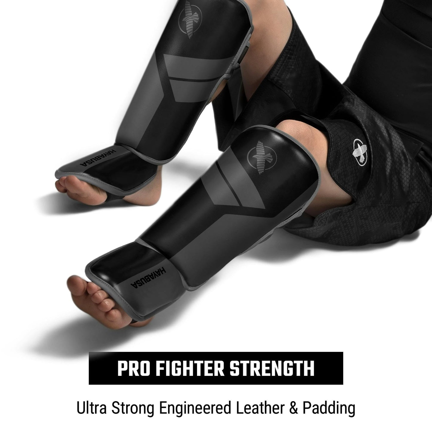 Hayabusa S4 Kids Shin Guards, Muay Thai, MMA, Kickboxing, Martial Arts - Black, Small/Medium