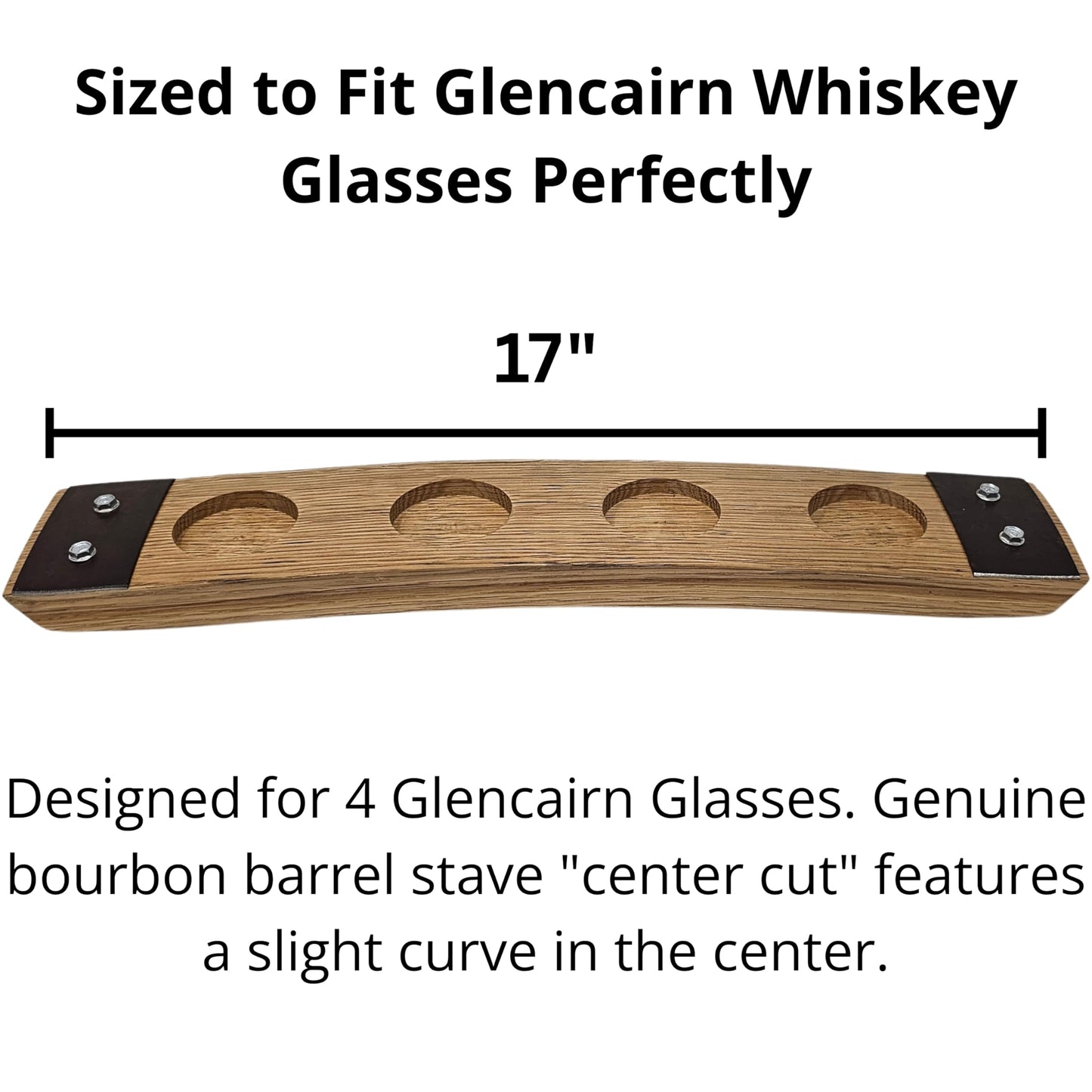 Barrel-Art Barrel Stave Premium 4 Glass Whiskey Flight Serving Tray No Glasses Included, Natural