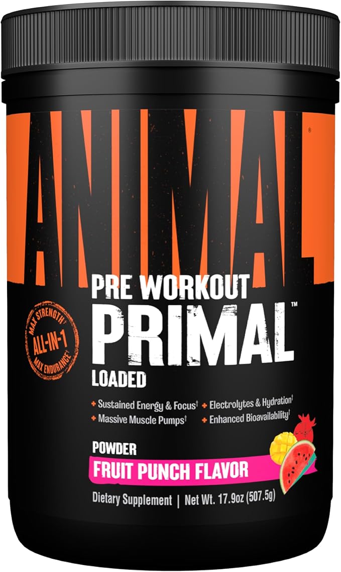 Animal Primal Muscle Hydration + Preworkout Powder ??Contains Beta Alanine, 3DPump, Caffeine & Electrolytes ??Improves Energy, Focus, Endurance & Absorption ??Fruit Punch Flavor, 17.9 oz