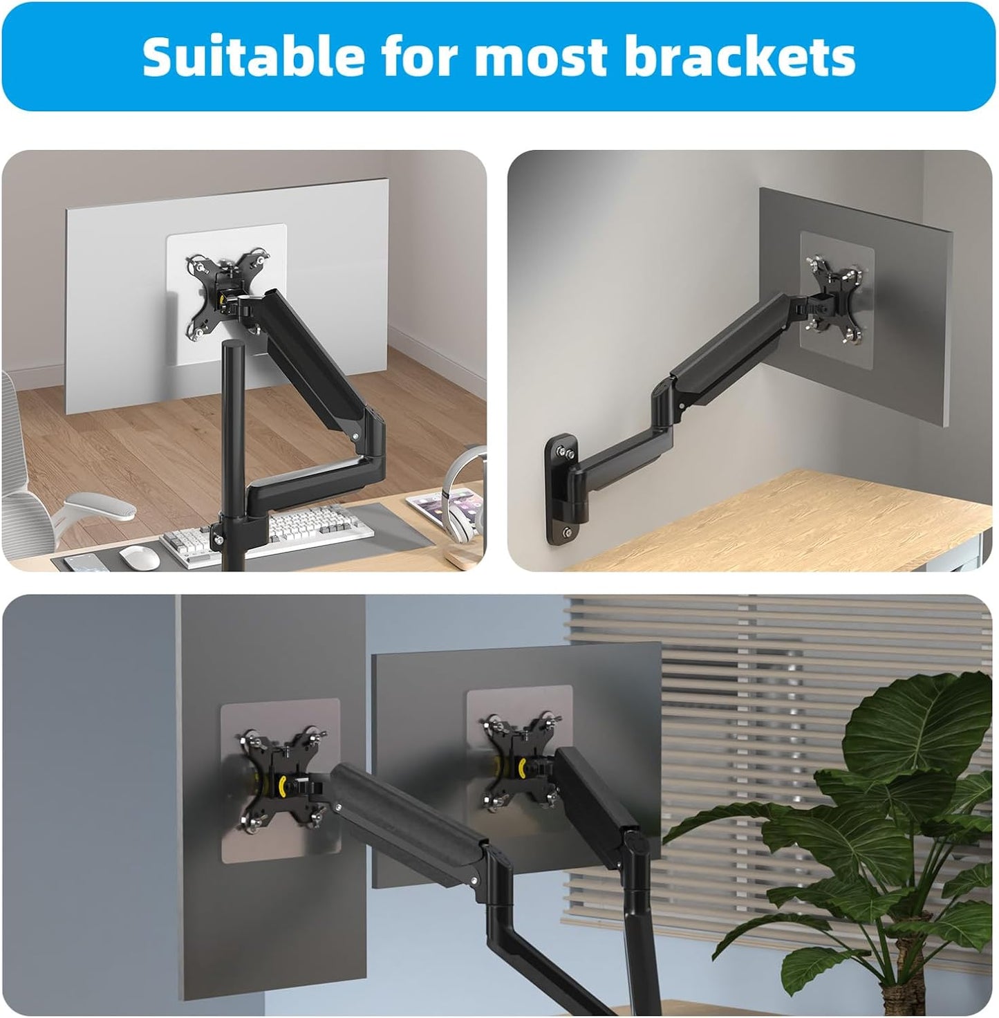 WEARSON 100x100 mm 24,27,32 inch 11-22lbs Non VESA Monitor Mount Adapter - VESA Adaptor Mount for Monitor Without Holes