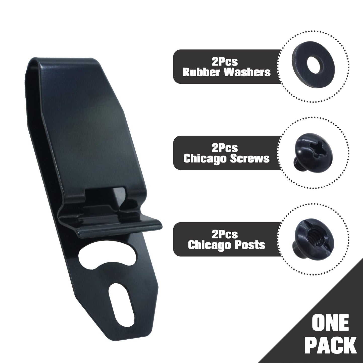 Universal Metal Belt Clip with Screws for DIY Holster Making, Knife Sheaths, IWB Holster Rust-Proof Belt Clip, Black Titanium (1.5"-1 Pack)
