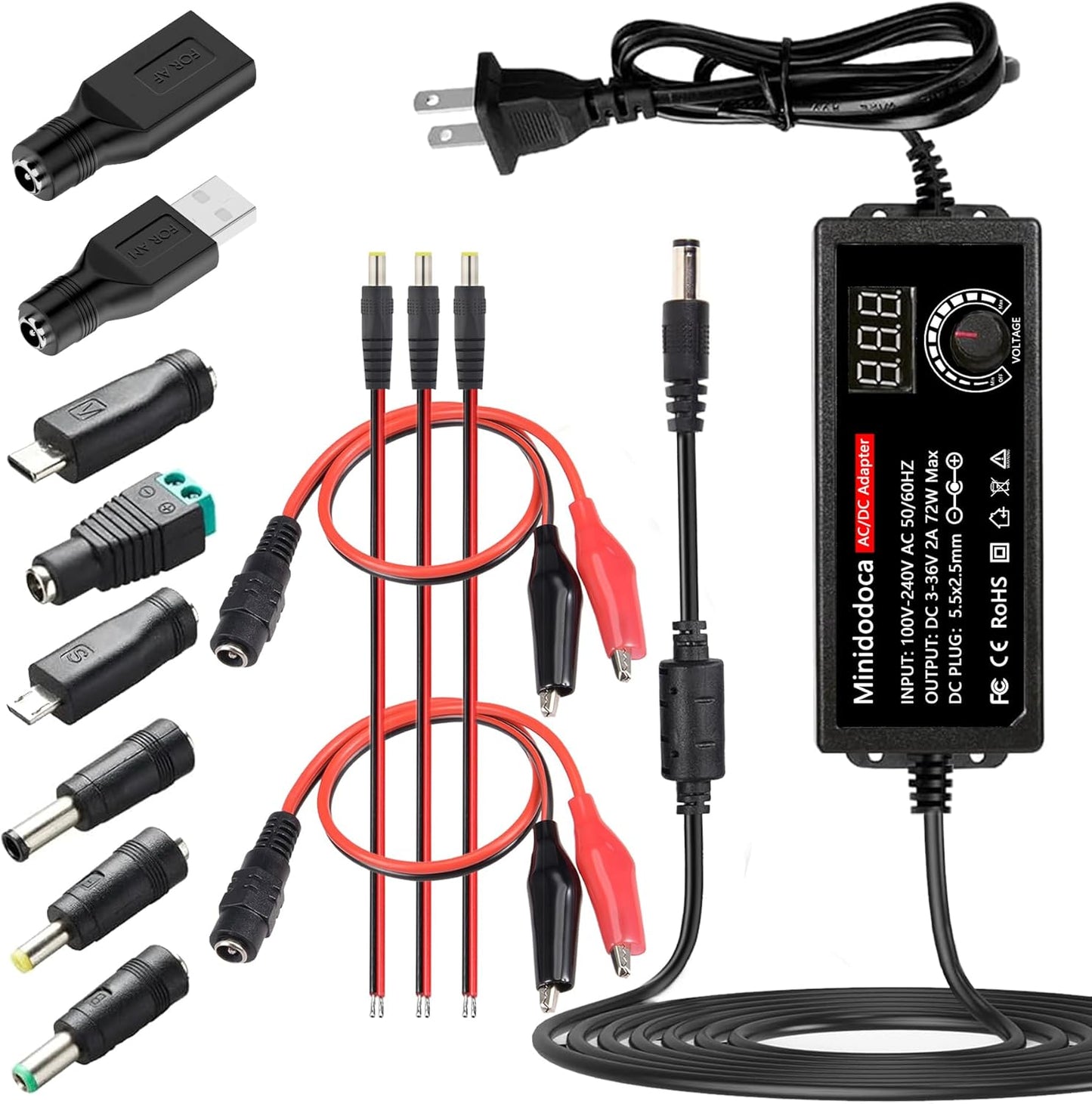 minidodoca 72W 3V 36V 13 3V 36V 2000mA Power Supply Adjustable DC ~ Variable Universal Switching AC/DC Adapter AC to DC