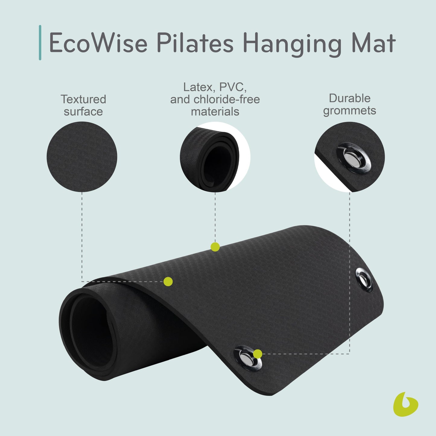 Balanced Body EcoWise Pilates Mat, Yoga and Pilates Equipment for Floor Exercise, Yoga Mat for Home Gym or Studio Use, Black