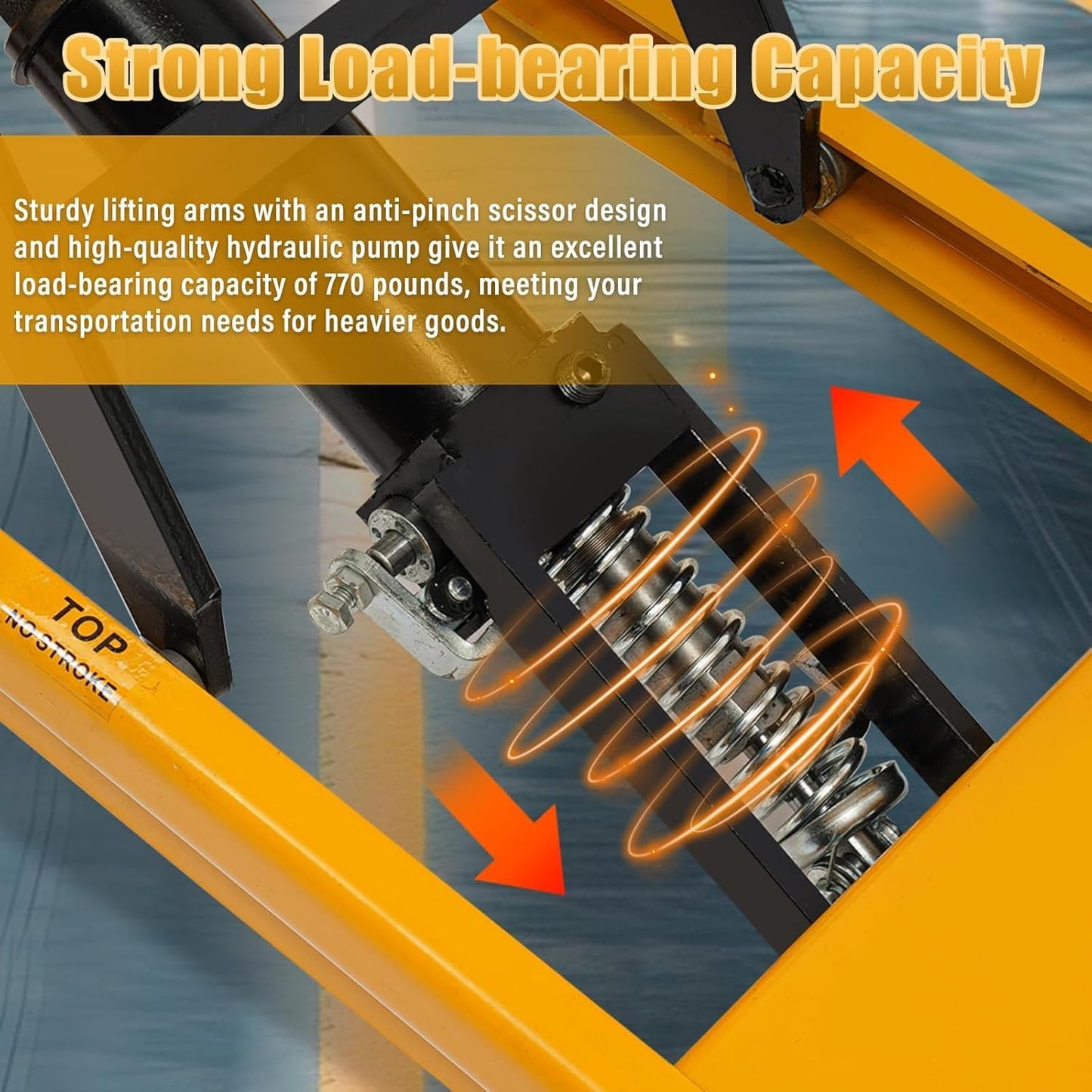 Hydraulic Lift Table Cart, 770lbs Load Capacity 51" Lifting Height with 4 Wheels, Hydraulic Scissor Cart for Material Handling Transportation