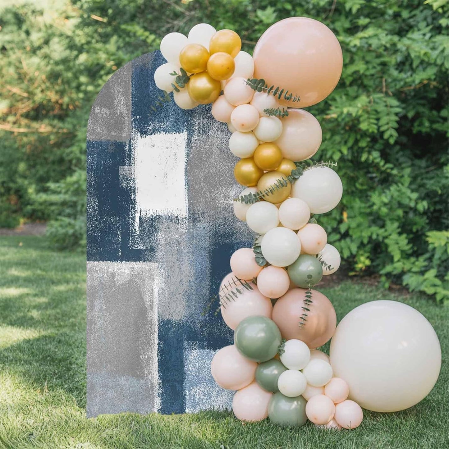Jnbasdffb 7.2 Blue Grey Ombre Wedding Arch Cover,Stretchy Spandex Arch Backdrop Stand Covers FT,Abstract Vintage Oil