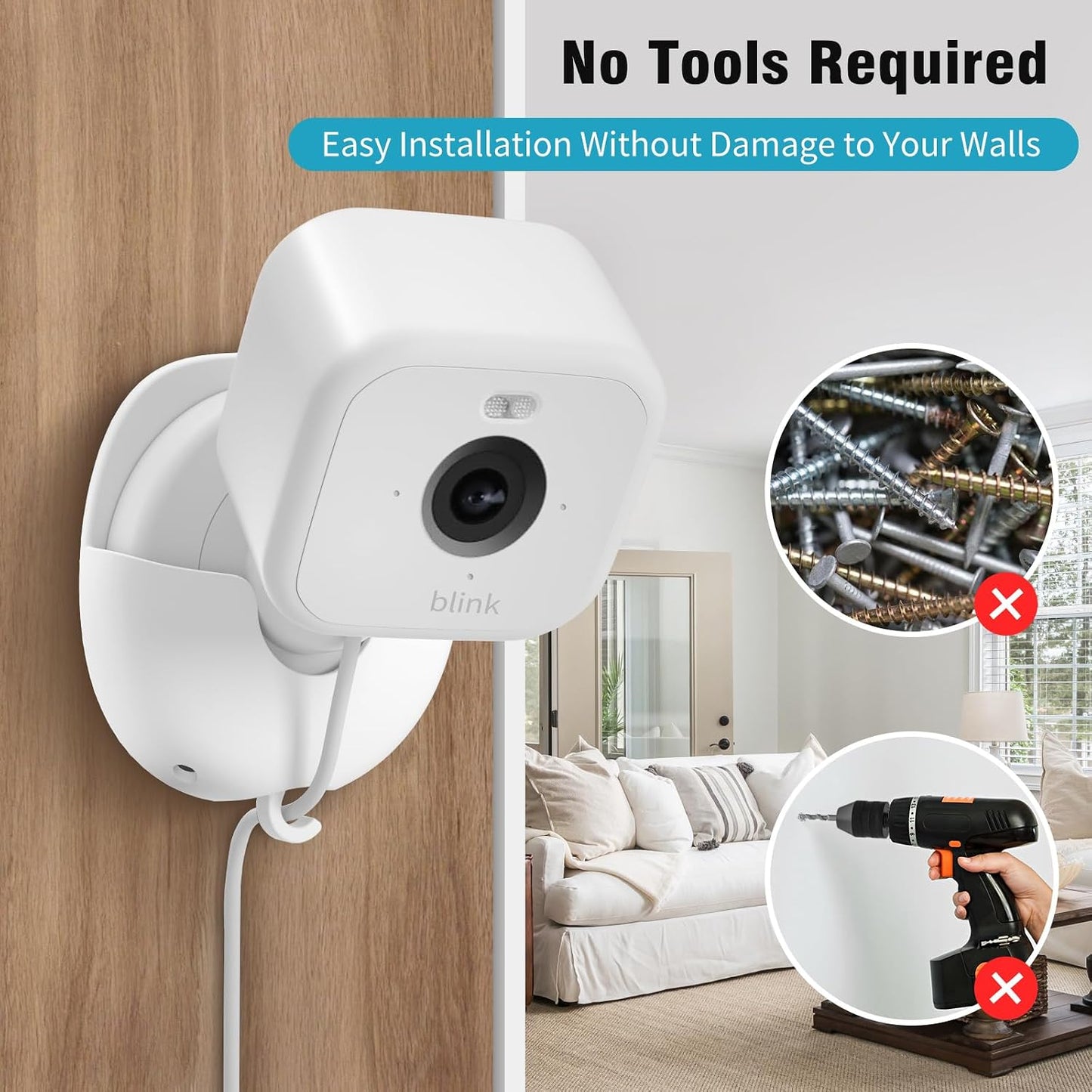 3 Pack 4/Outdoor 2K+/Mini 2/Mini 2K+ Blink Camera No Drill No Screws Wall Mount Bracket for Blink Outdoor Indoor